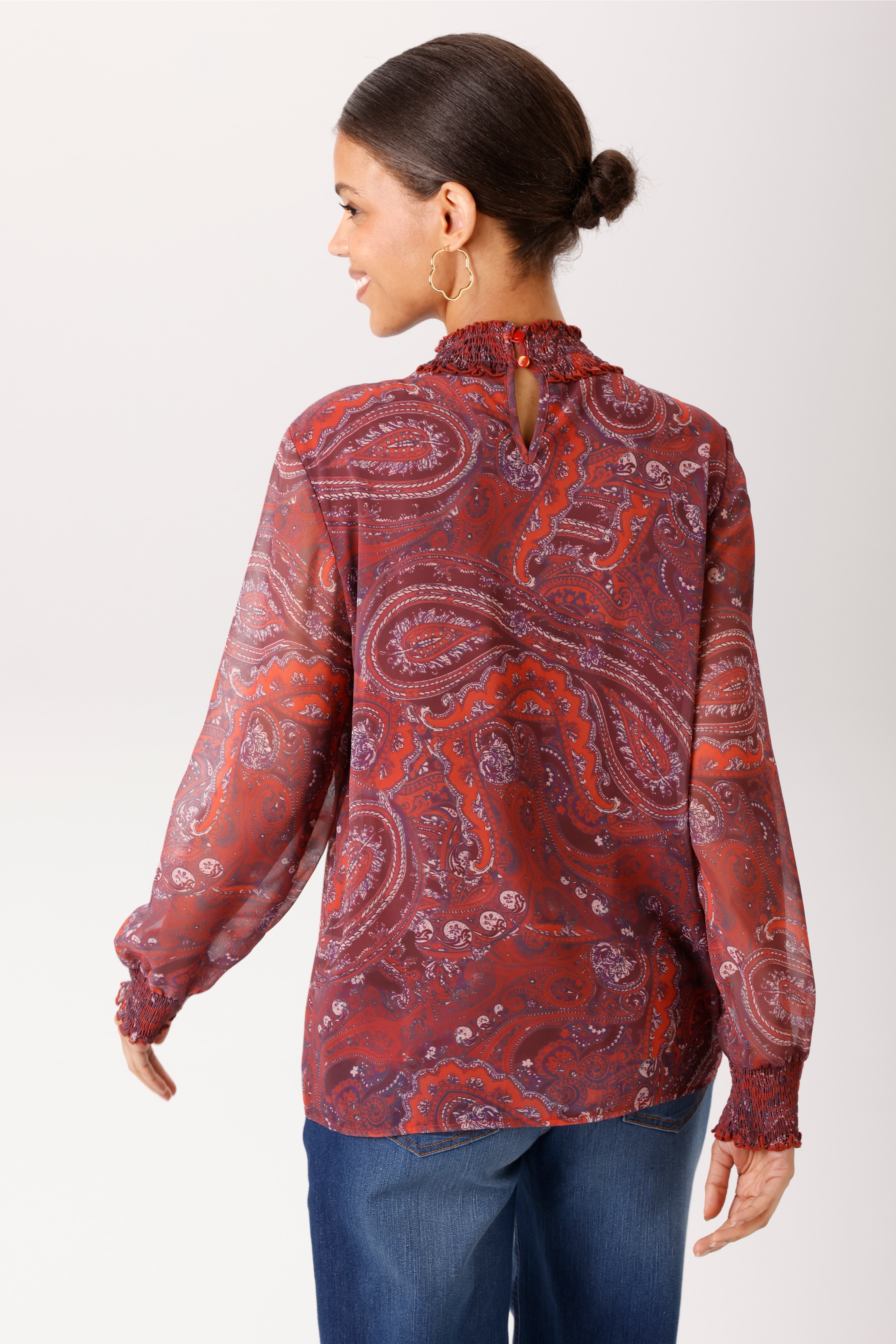 Aniston CASUAL Schlupfbluse mit grossflächigen, trendfarbenen Paisley-Muster - NEUE KOLLEKTION
