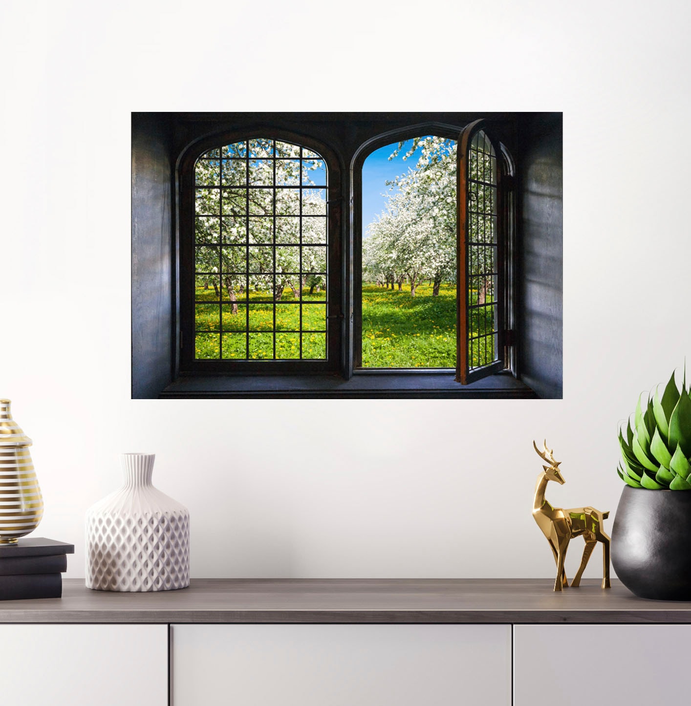 Image of queence Wandsticker "Frühling" Wandsticker, Wandbild, selbstklebend, 3D, Fenster