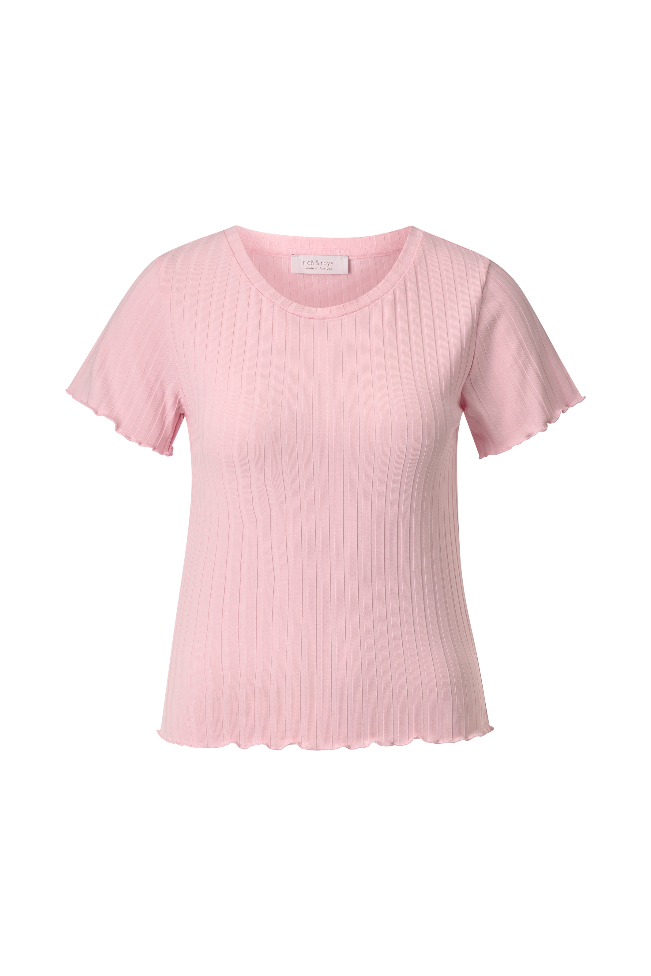 RICHROYAL Kurzarmshirt Mit gewelltem Saum an Rumpf und Ärmeln
