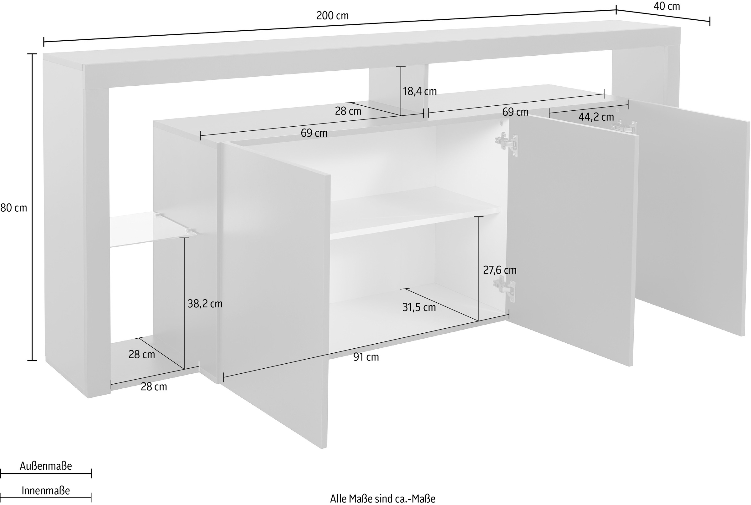 INOSIGN Sideboard »Essential«, Breite ca. 200 cm