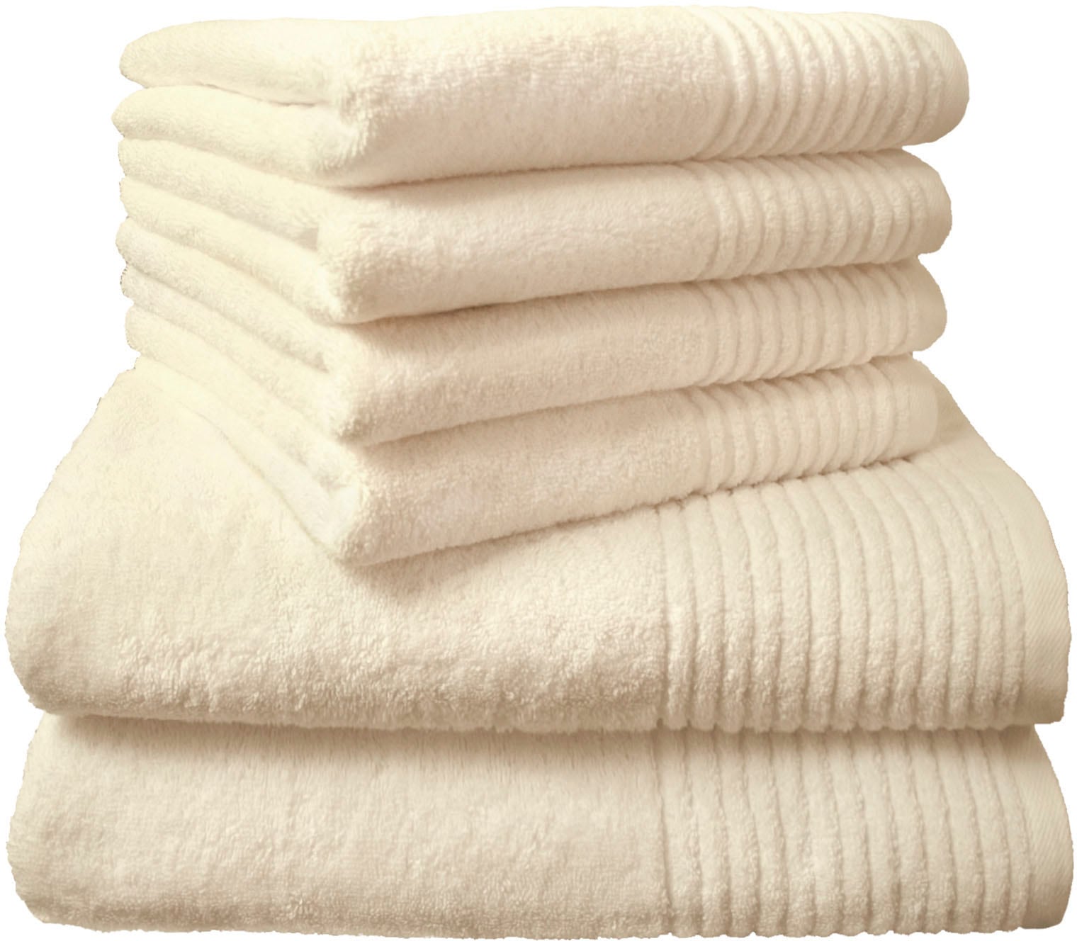Image of Dyckhoff Handtuch Set "Brillant" Set 6 Stk. Walkfrottee mit Streifenbordüre;4 Handtücher (50x100cm), 2 Duschtücher (70x140cm)