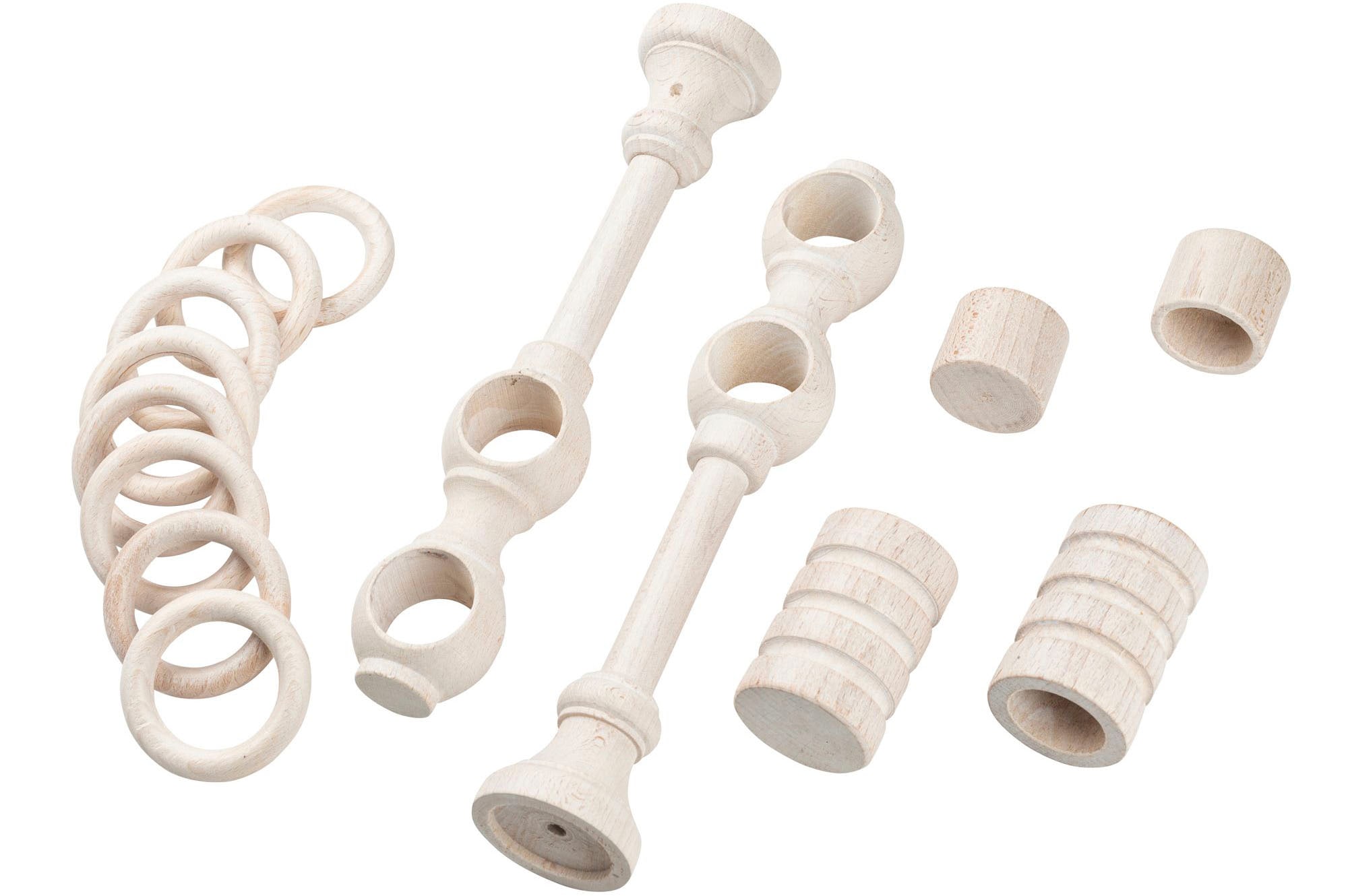 SN DECO GROUP Tringle à rideaux »Pisa« 2 course-läufig Dimension fixe 28 mm, bois, différentes longueurs et couleurs, ensemble complet
