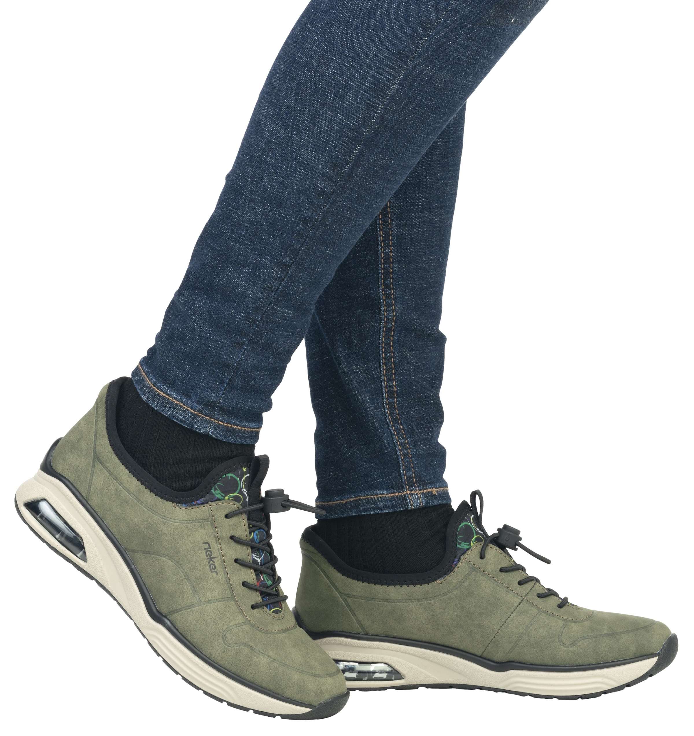 Rieker Slip-On Sneaker, Schlupfschuh, Halbschuh, Freizeitschuh mit elastischem Einstieg