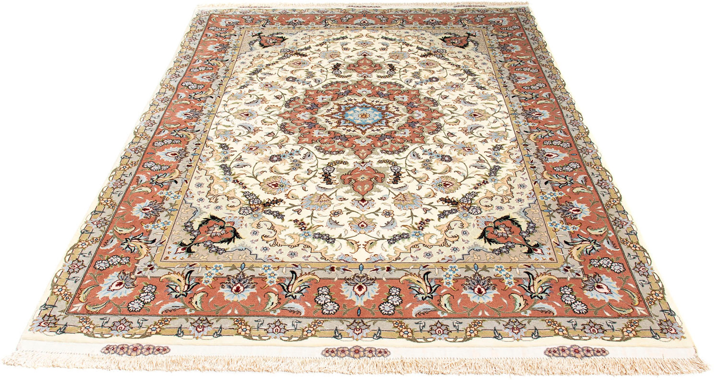 Image of morgenland Orientteppich »Täbriz - 205 x 150 cm - beige«, rechteckig, 10 mm Höhe, Wohnzimmer, Handgeknüpft, Einzelstück mit Zertifikat bei Ackermann Versand Schweiz