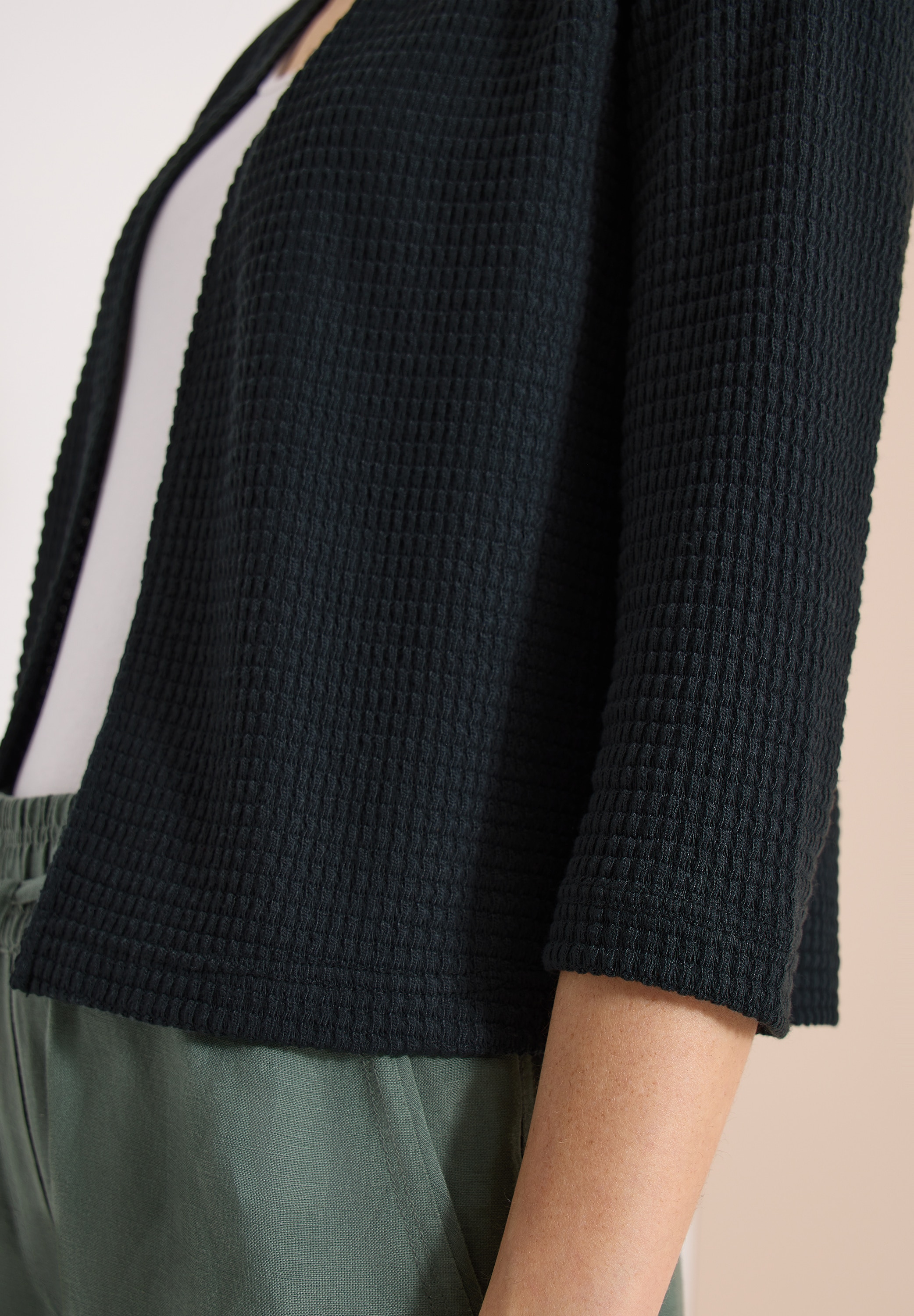 Cecil Shirtjacke Offene 3/4-Arm Jacke im Ajour-Look