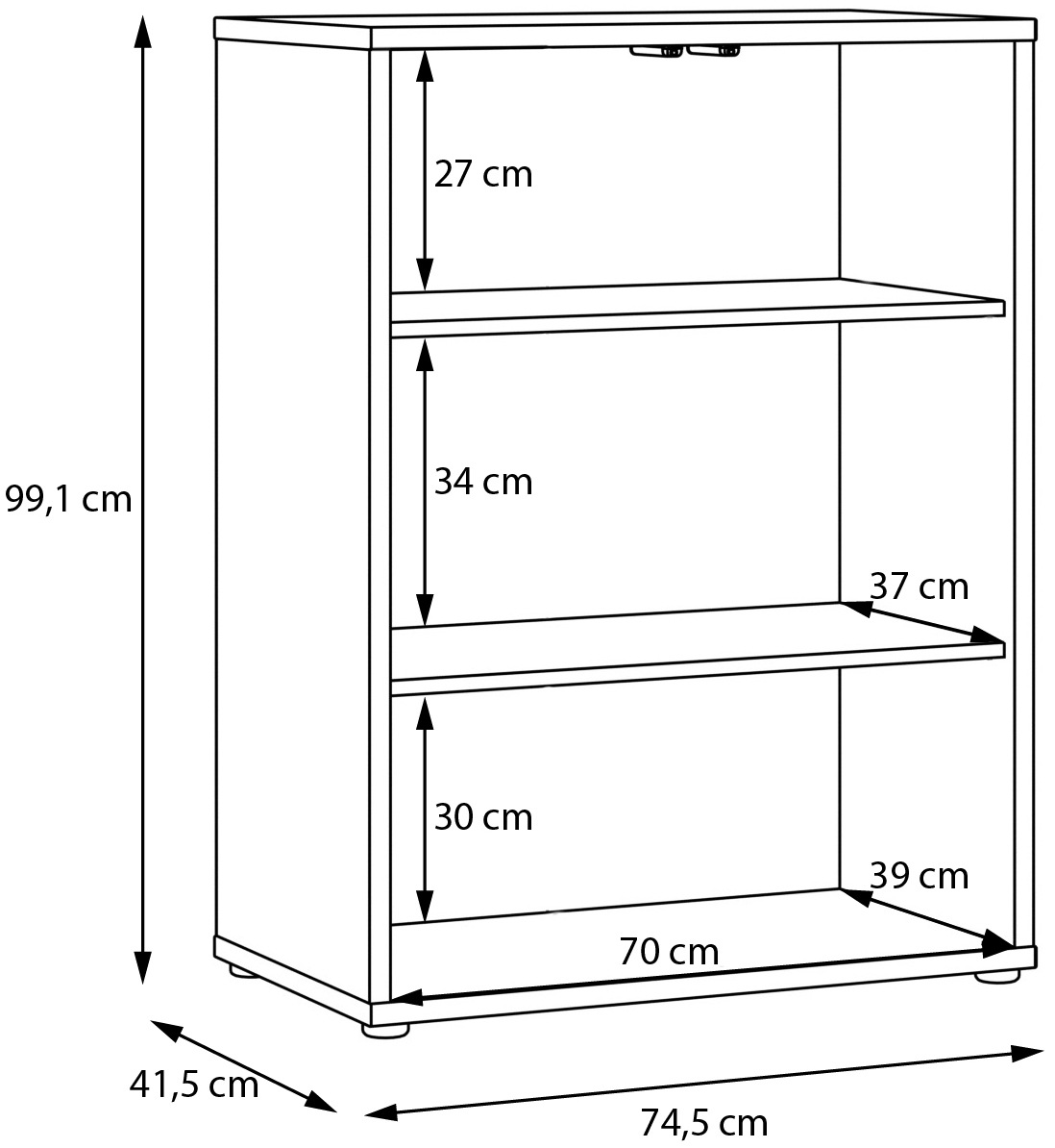 FORTE Commode »Alice Springs. Kommode, 2 Türen, B/H/T 74,5/99,1/41,5 cm« Portes sans poignées, ouverture par pression (Push to open)