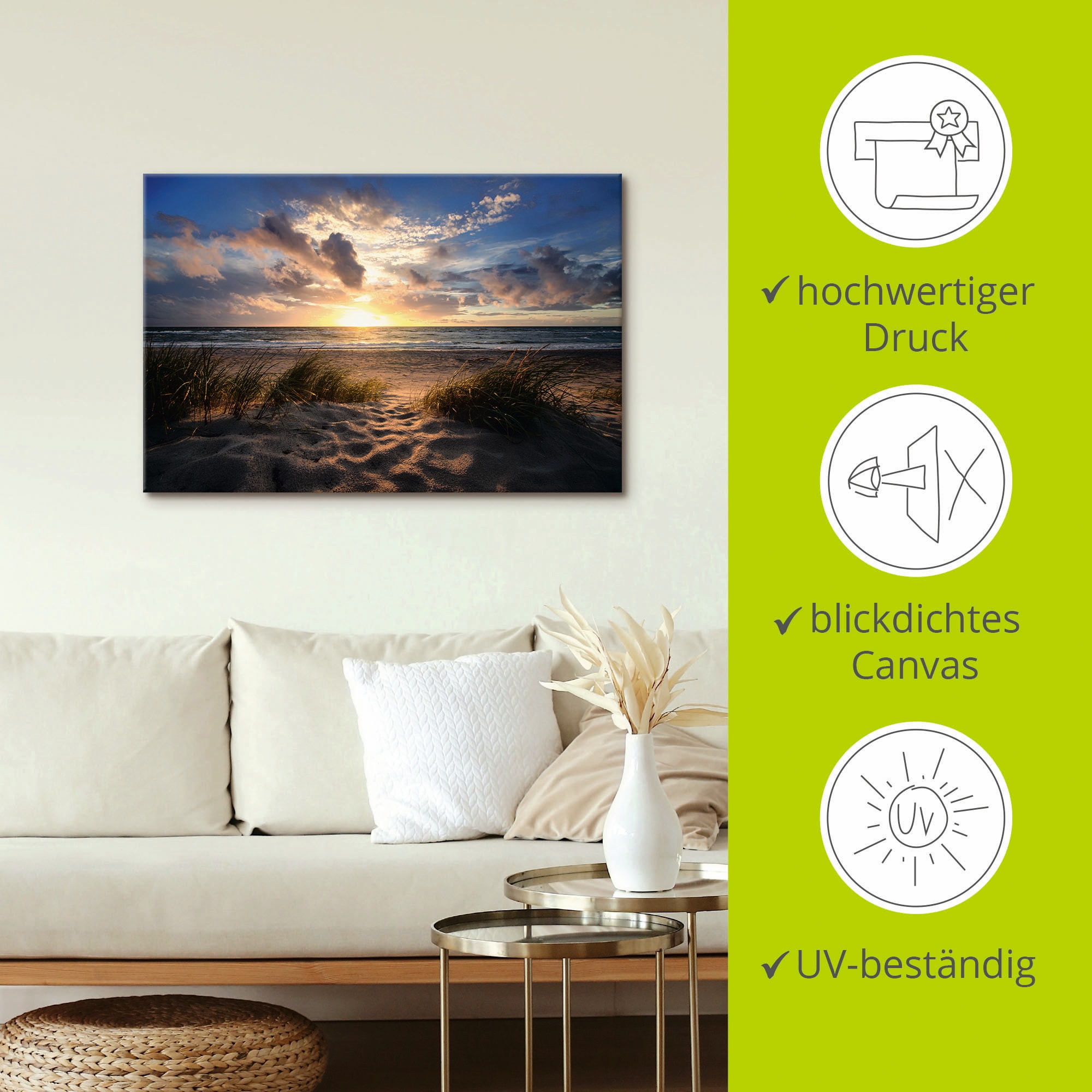 Artland Tableau sur toile »Ostseestrand« 1 cuis tlg. auf Holzrahmen gespannt