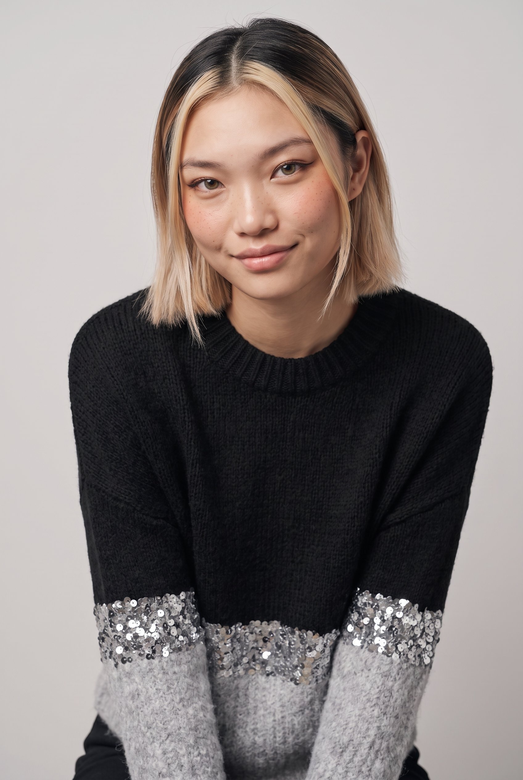ONLY Pull à col rond »ONLMAINE LIFE LS SEQUIN BLOCK O-NECK KNT«
