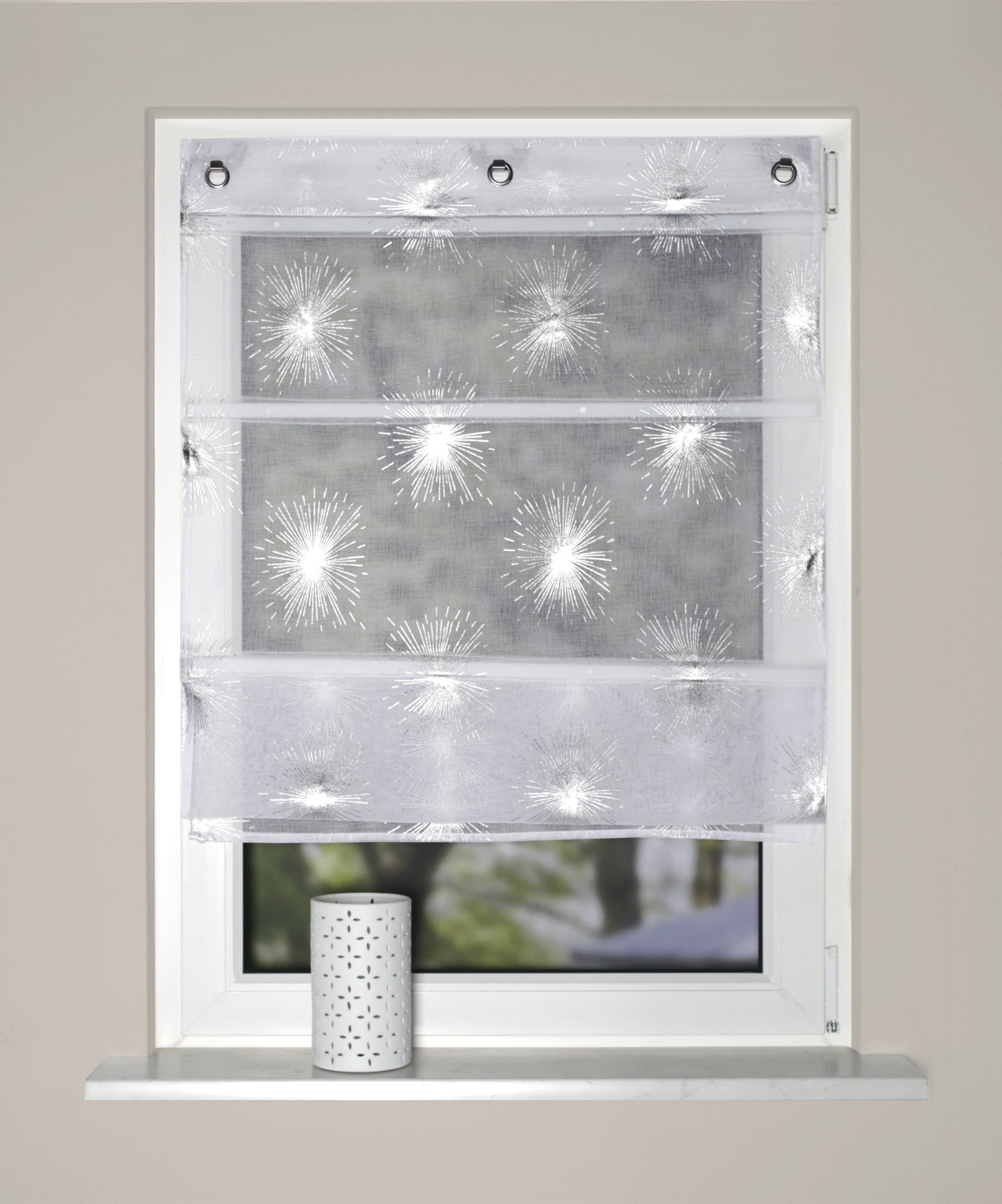Image of HOME WOHNIDEEN Magnetrollo "FELISHA" mit Hakenaufhängung ohne Bohren Foliendruck
