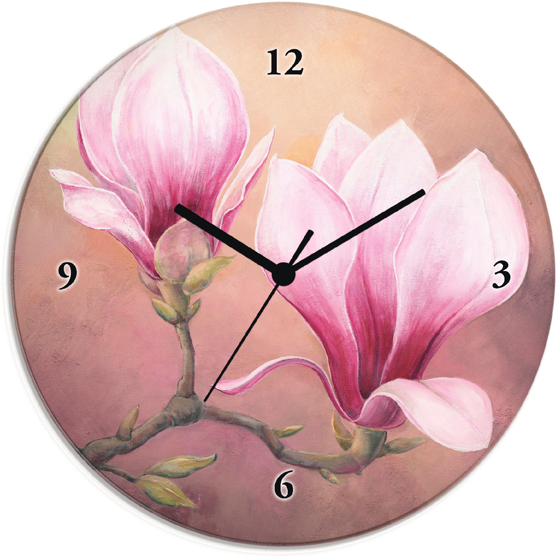 Image of Artland Wanduhr »Späte Magnolie«, lautlos, ohne Tickgeräusche, nicht tickend, geräuschlos - wählbar: Funkuhr o. Quarzuhr, moderne Uhr für Wohnzimmer, Küche etc. - Stil: modern bei Ackermann Versand Schweiz