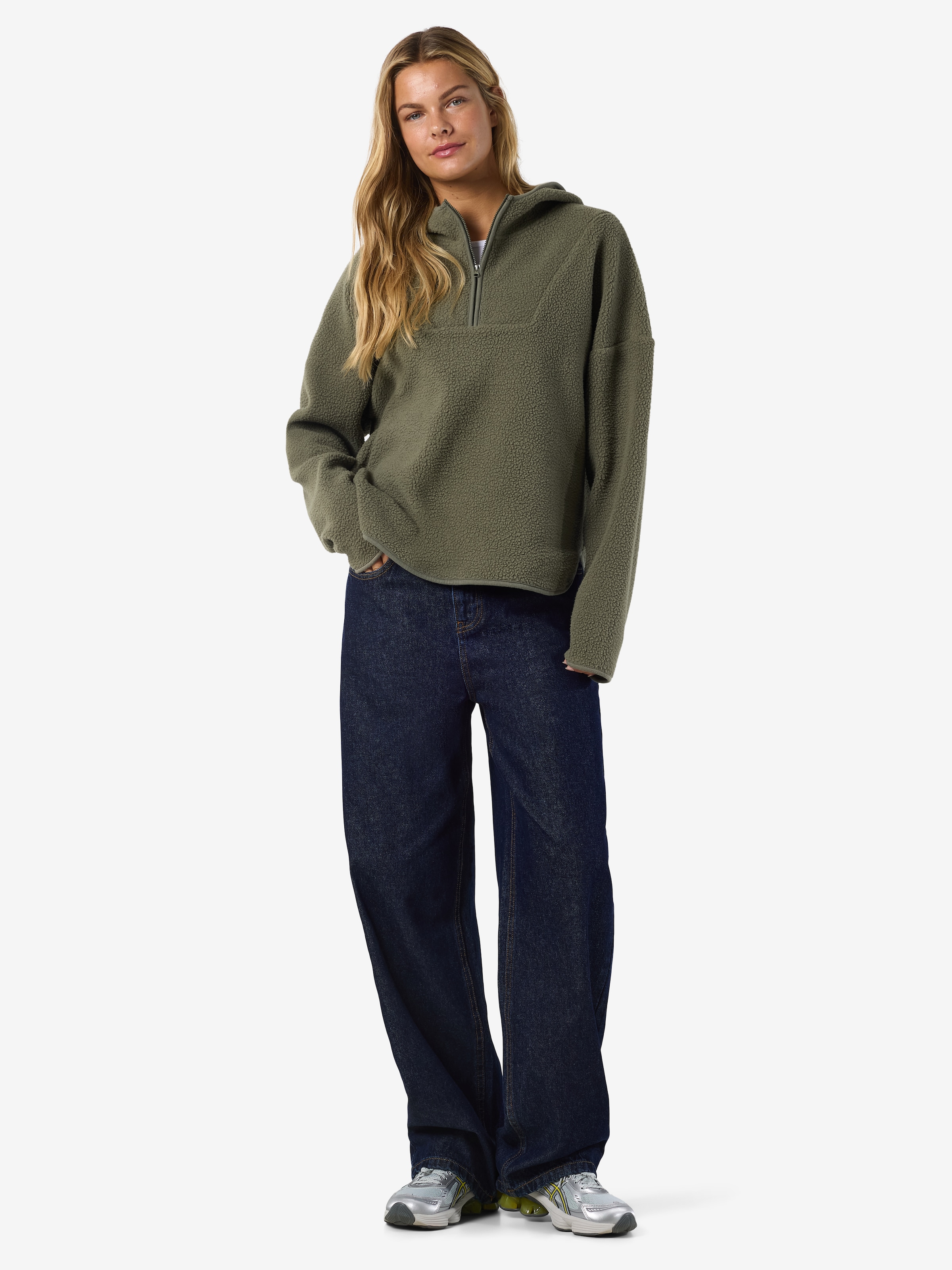 Noisy may Fleecepullover »NMCOZY L/S HALFWAY ZIP SWEATER JRS NOOS«, Polyester, relaxed fit
