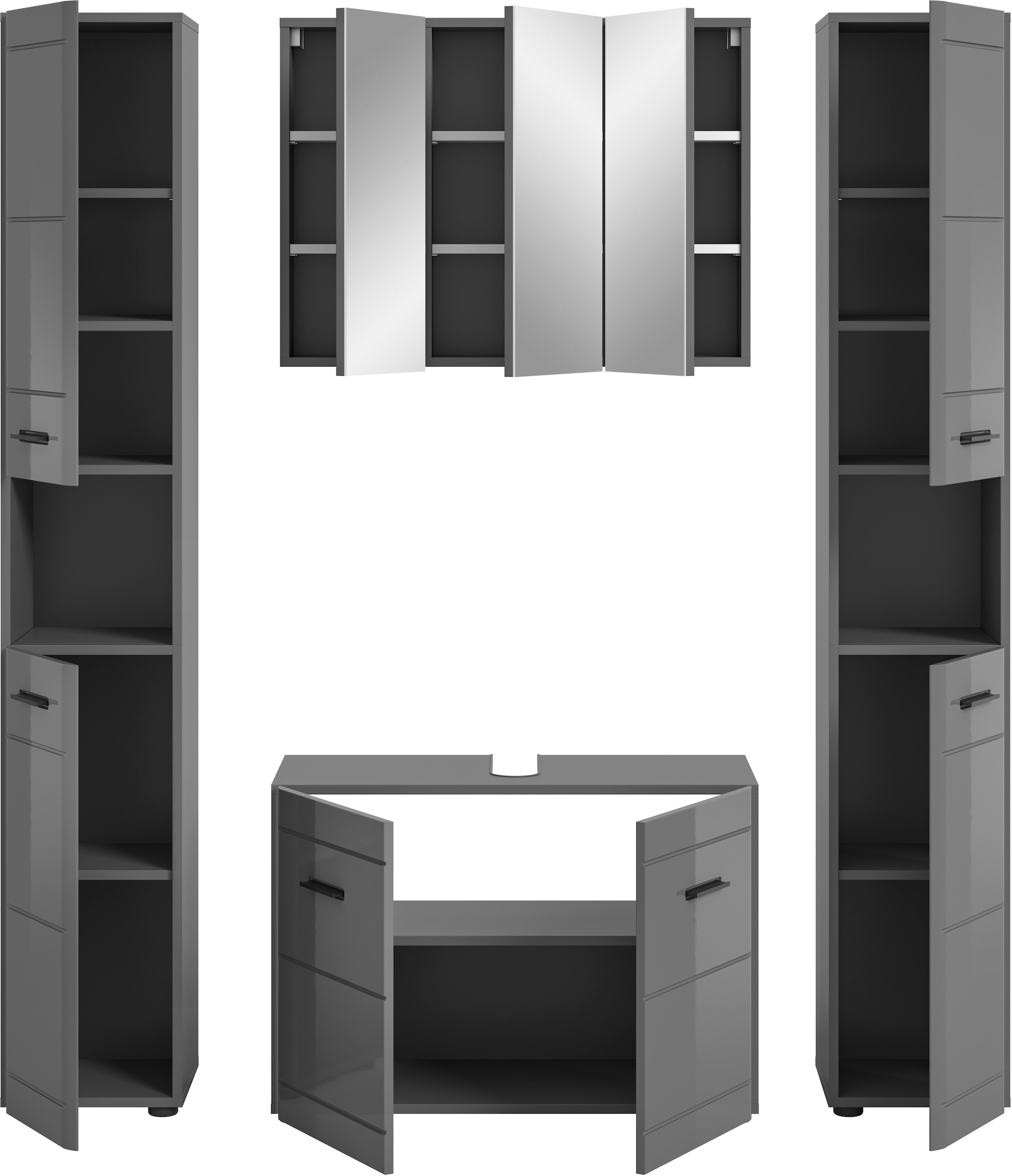 welltime Badmöbel-Set »Doux, bestehend aus: 2x Hochschrank, Waschbeckenunterschrank,« 4 Stk. tlg.