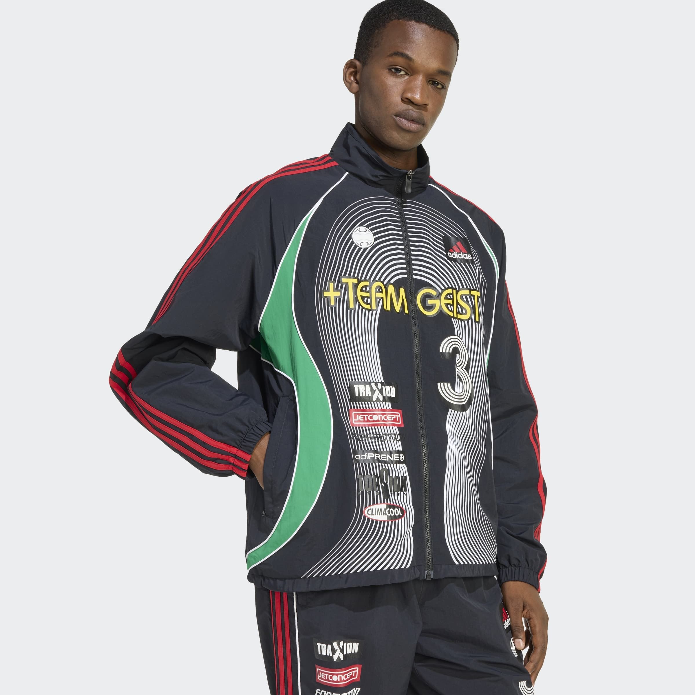 Image of adidas Originals Trainingsjacke "TEAMGEIST MOTO TRACK" lockere Passform, aus weichem Material
