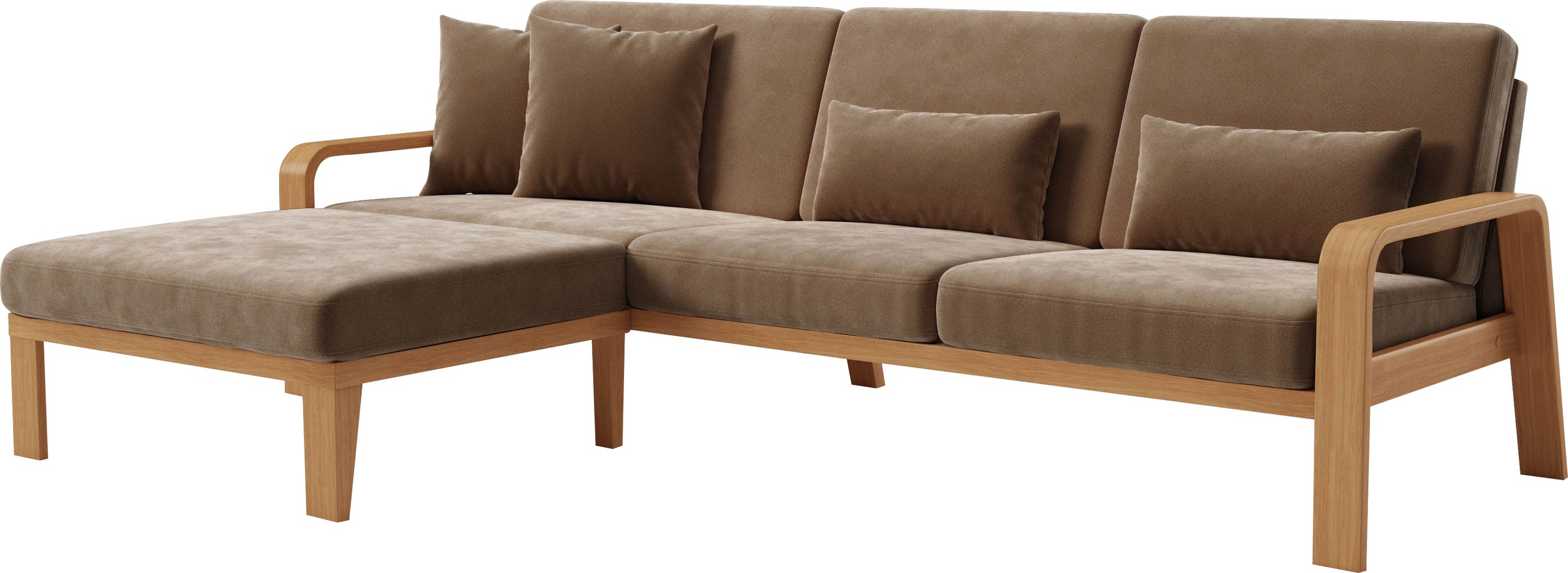 sit&more Ecksofa »Kolding L-Form«, Armlehnen aus eichefarbigem Buchenholz, verschiedene Bezüge und Farben