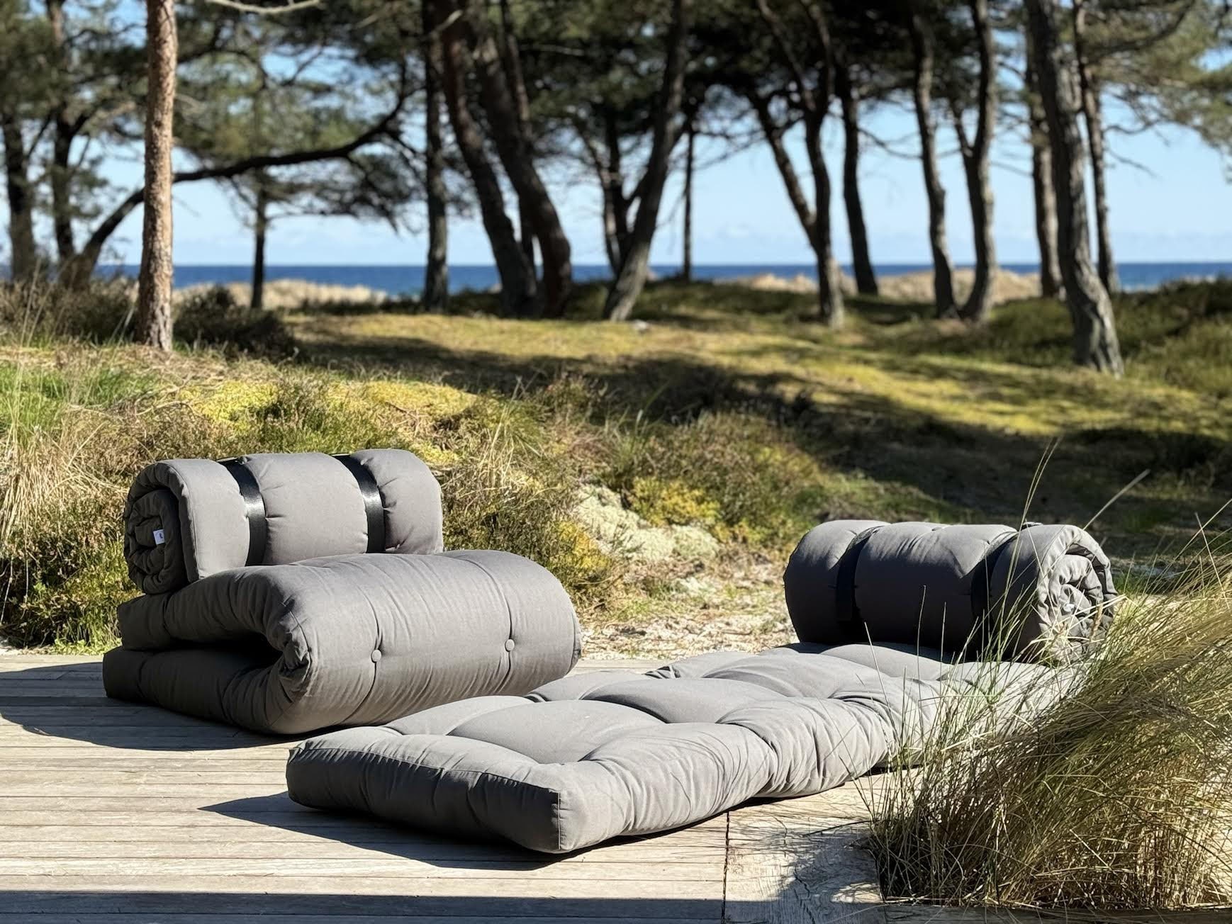 Image of Karup Design Gartensessel "BUCKLE-UP Chair out™, LoungesesselI in Schlafplatz verwandelbar" B/H/T ca: 70x60x95cm - Liegefläche 70x200cm, Outdoor geeignet, Schmutz- und Wasserabweisend, Made in Europe