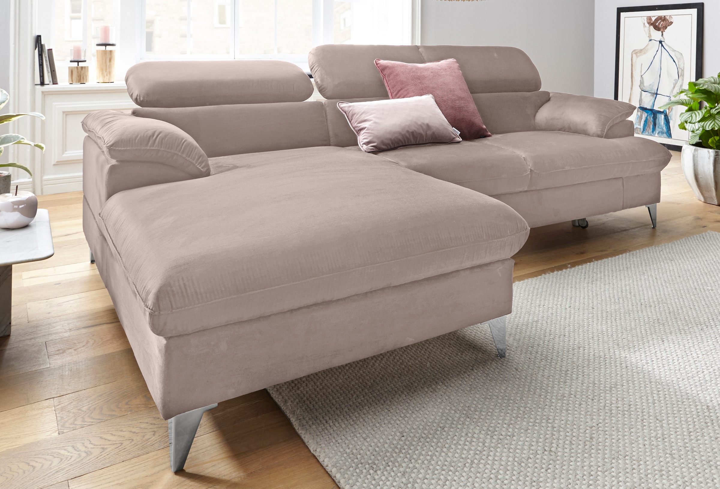 COTTA Ecksofa »Caluso L-Form«, mit Kopfteilverstellung, wahlweise mit Bettfunktion & Bettkasten