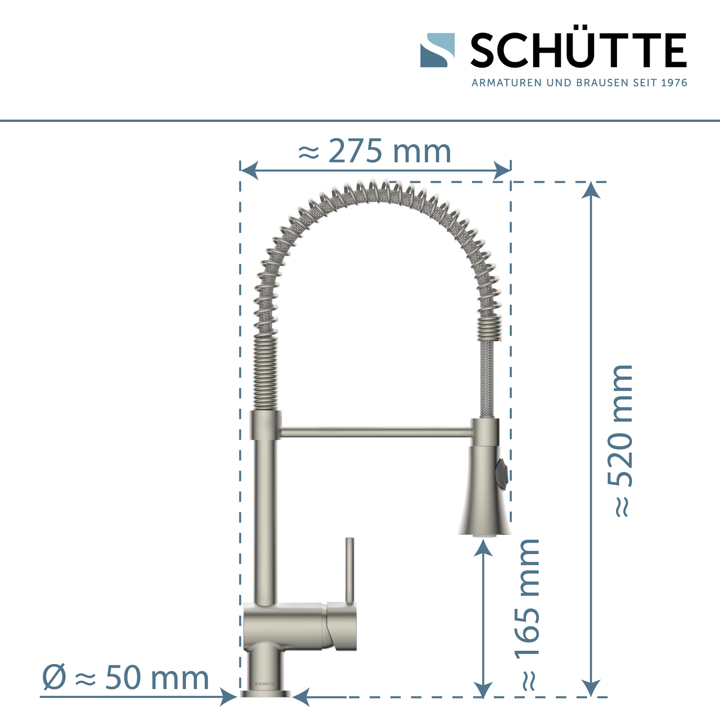 Schütte Robinet d'évier »Cornwall« robinet basse pression, acier inoxydable, Cold-Start, douchette 2 jets, pivotant