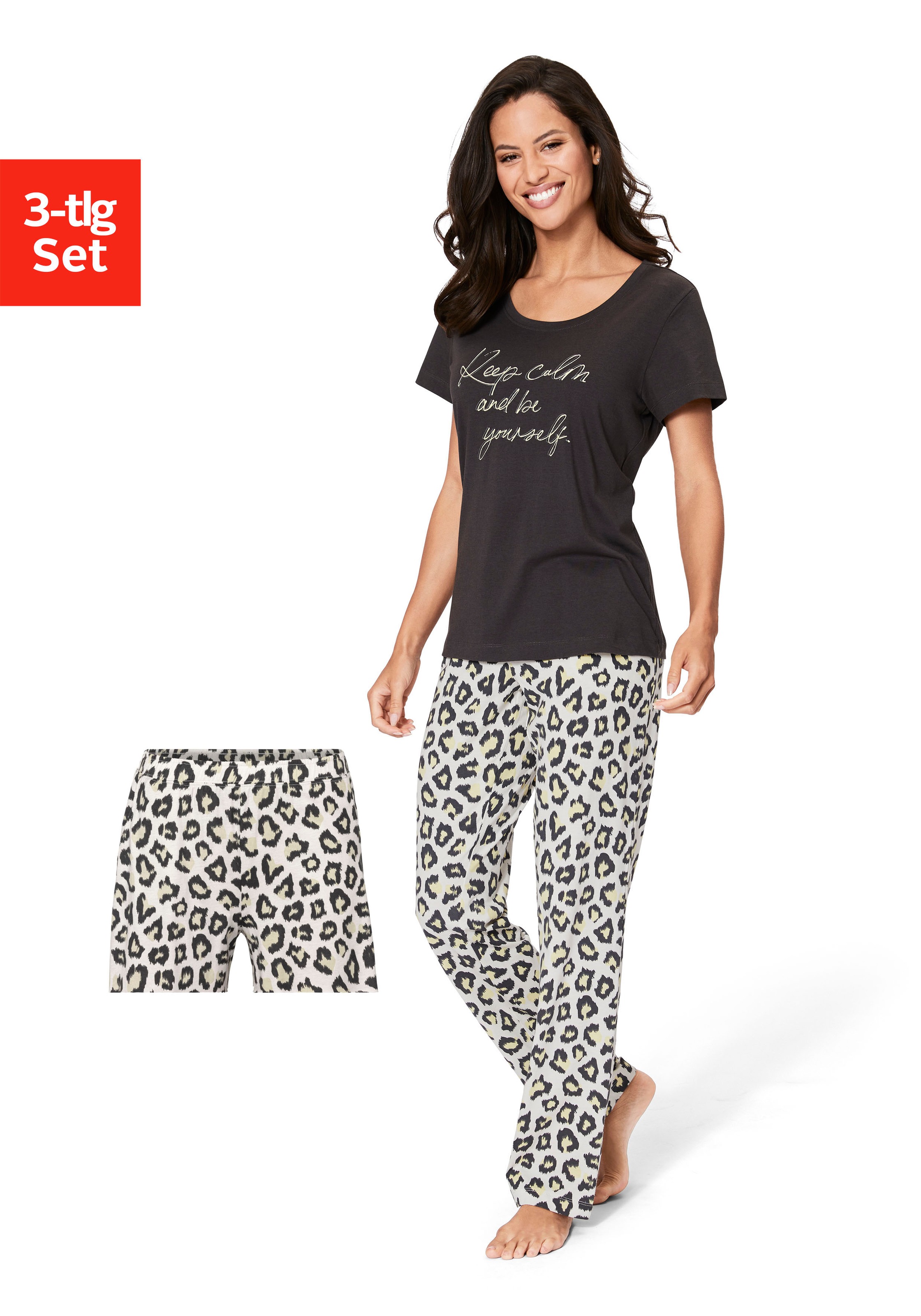 Image of Vivance Dreams Pyjama mit Leo-Print