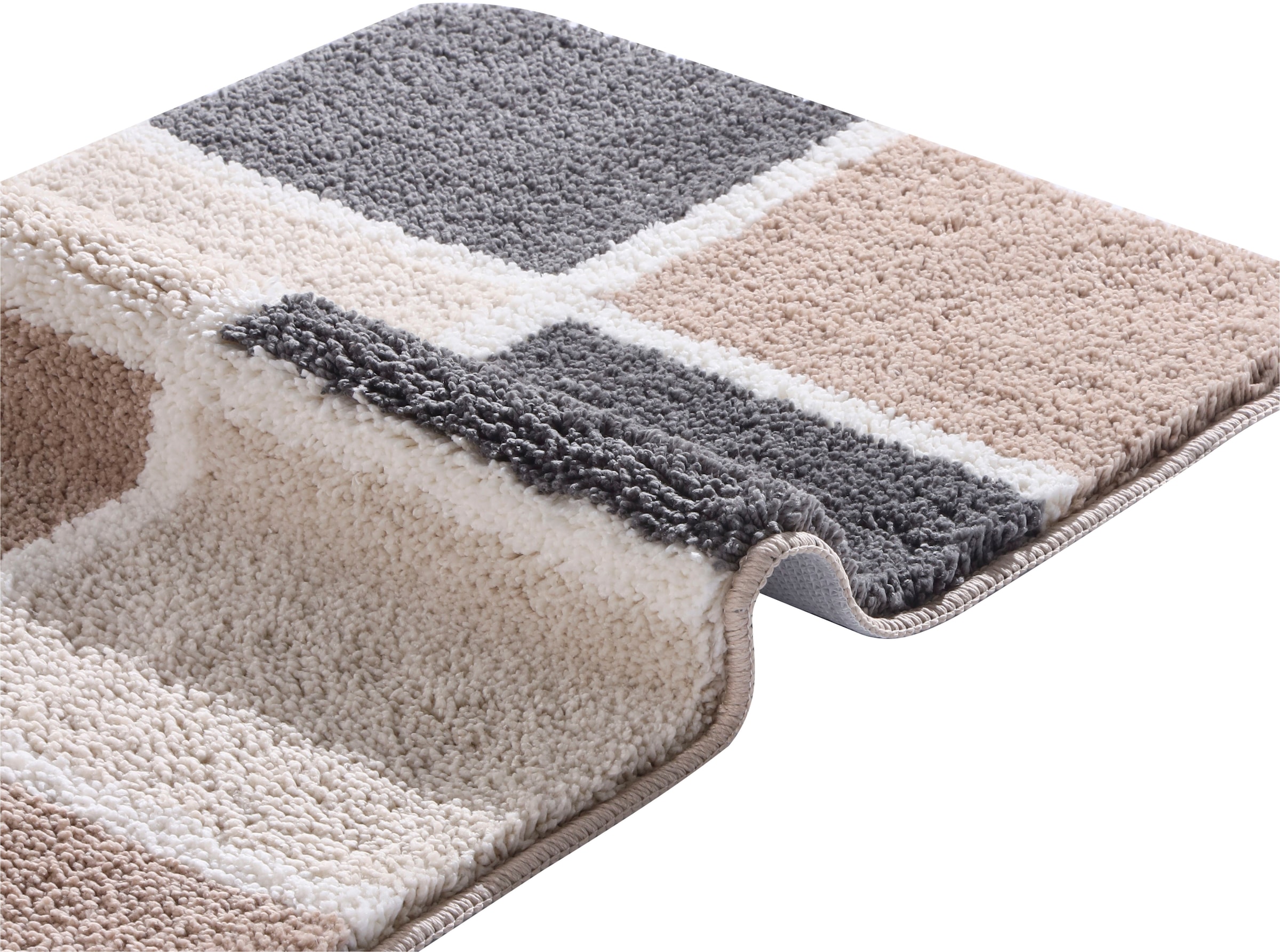 my home Badematte »Anna mit Kachelmuster, Badvorleger, Badezimmer Teppich, Duschvorleger«, rutschhemmend beschichtet, strapazierfähig, Badteppich, Hoch Tief Effekt, Modern, Weich