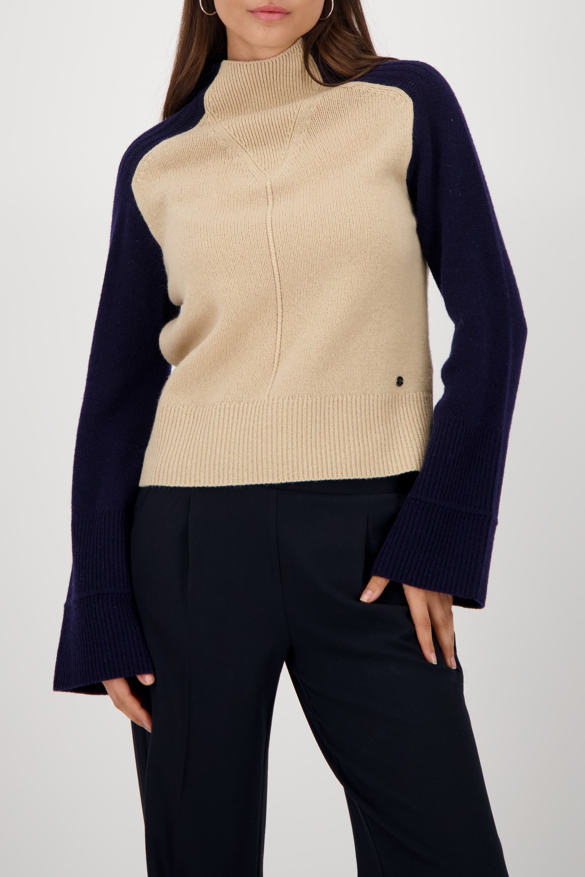 Image of Monari Strickpullover "Pullover Colorblock" Regular fit mit Rundhalsausschnitt mit Stehkragen