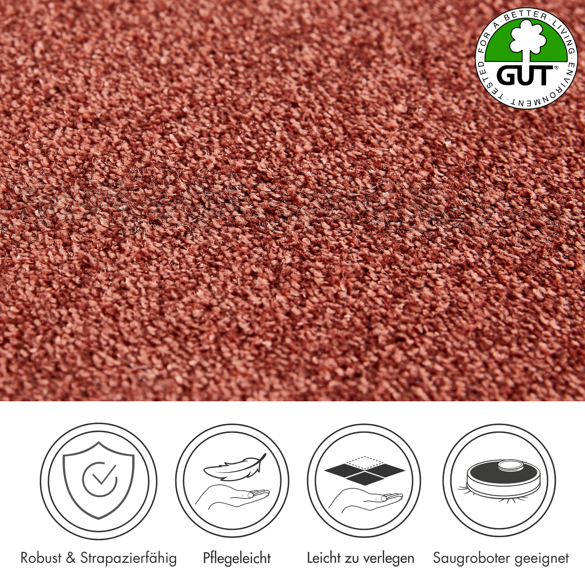 Andiamo Teppichboden »Verona, Velours, Made in Belgium«, rechteckig, 6 mm Höhe, Uni Farben, Breite 400 cm oder 500 cm, strapazierfähig, pflegeleicht