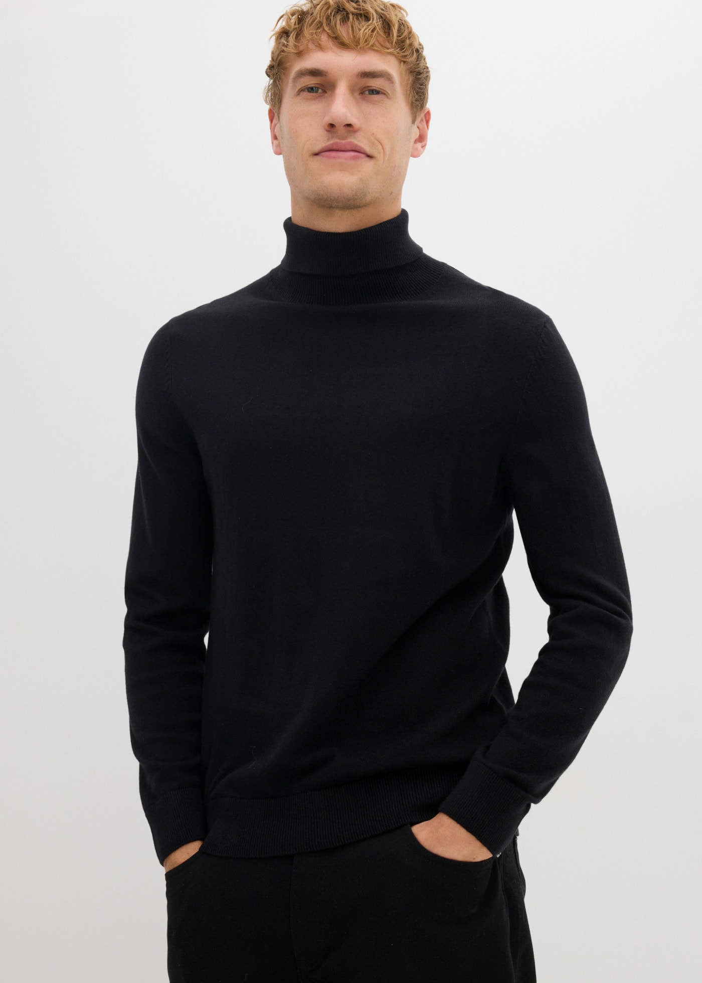 Image of bonprix Rollkragenpullover eleganter Stil, aus Baumwolle und Wolle, Slim Fit Passform