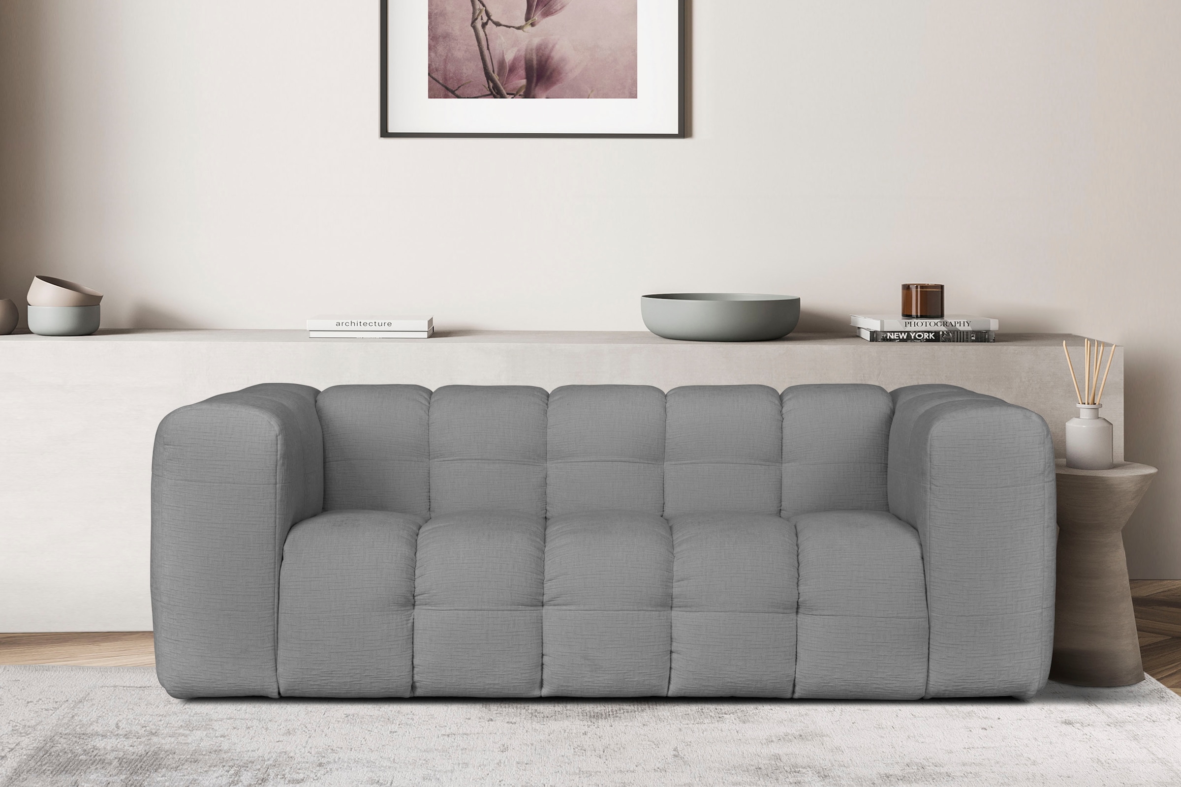 LeGer Home by Lena Gercke 3-Sitzer »TALISHA Designersofa, moderne Steppung, Masse B/T/H: 229/110/75 cm«, aufwendig gepolstert, hoher Sitzkomfort