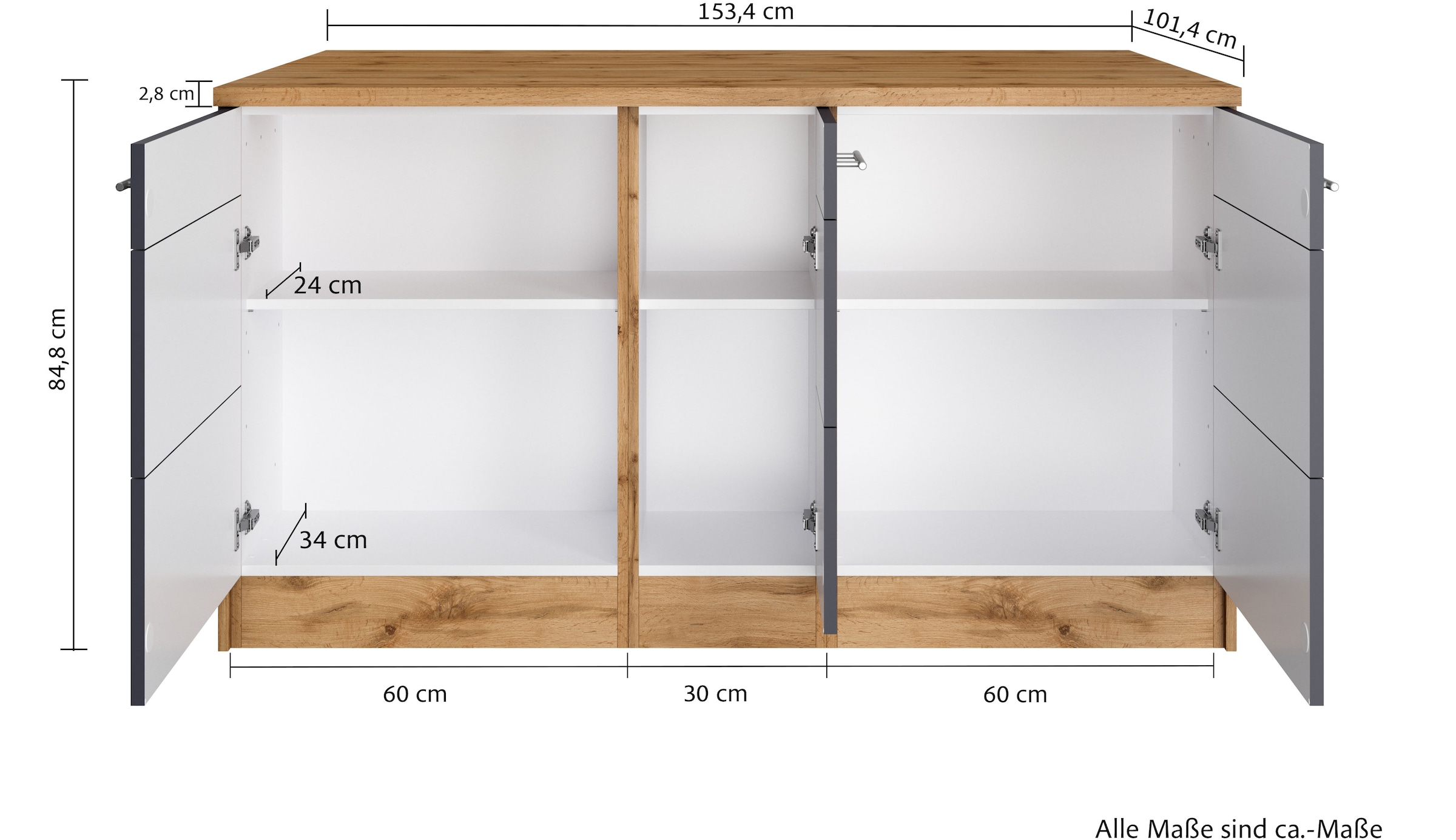 KOCHSTATION Kücheninsel »KS-Wien« Breite 153 cm, MDF-Fronten, Flaschenregal