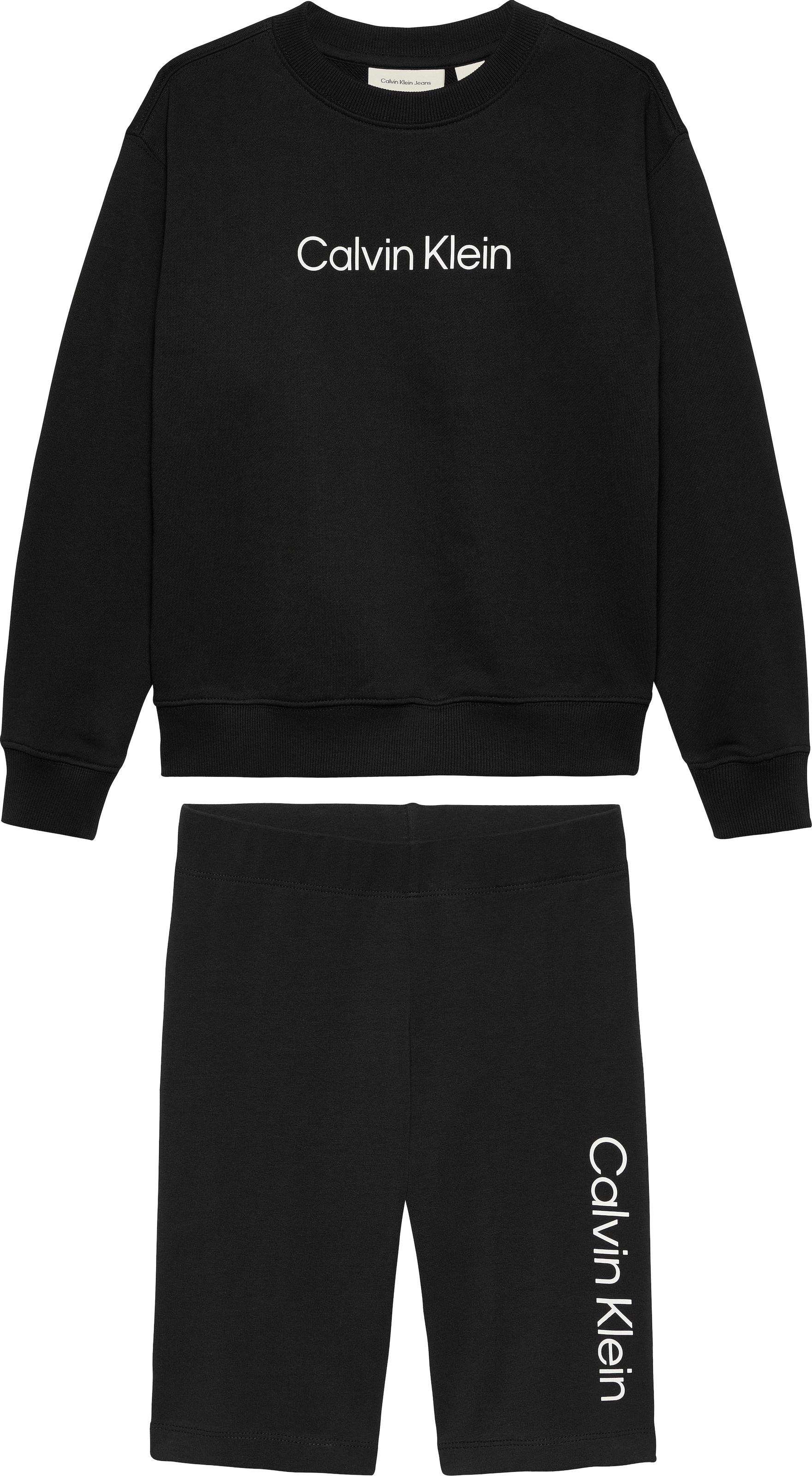Calvin Klein Jeans Langarmshirt & Leggings »RELAXED CN + CYCLING SHORTS«, mit Logoschriftzügen