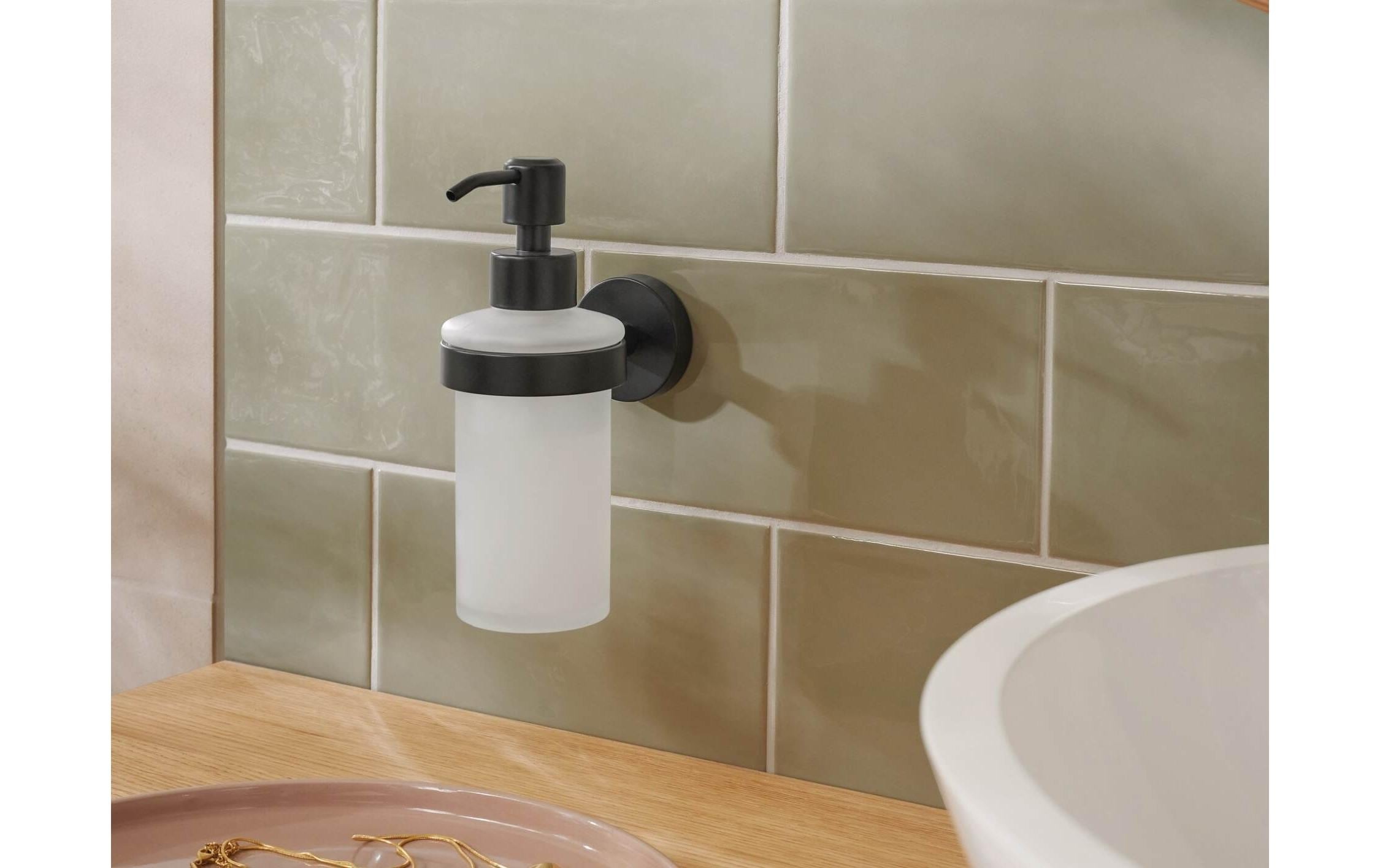 tesa Seifenspender »Moon Black, 200 ml, Schwarz«, (1 tlg.)