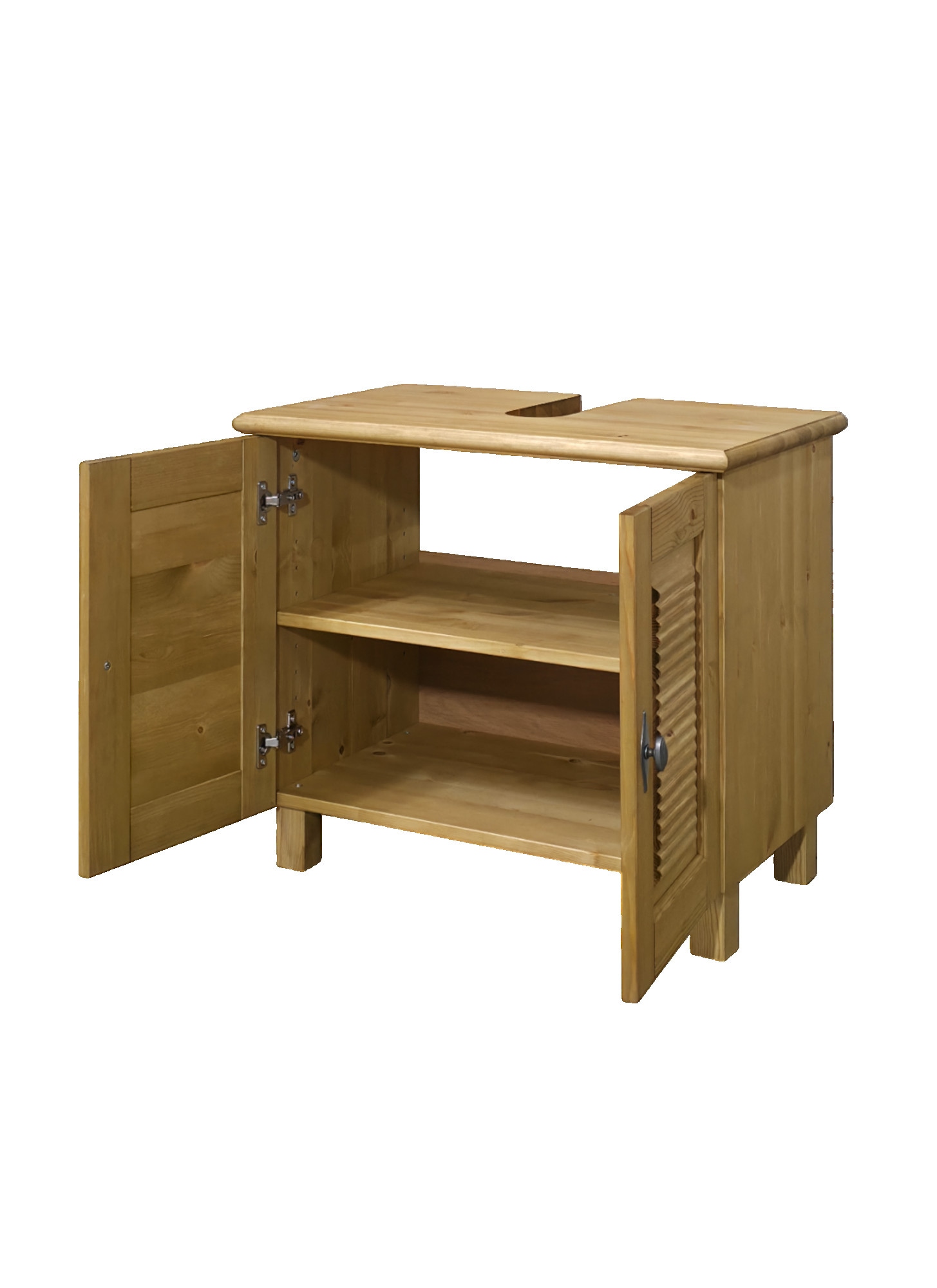 GOODproduct Waschbeckenunterschrank »Rauna« aus massiver Kiefer, Breite 64 cm, Rillenoptik, made in EU