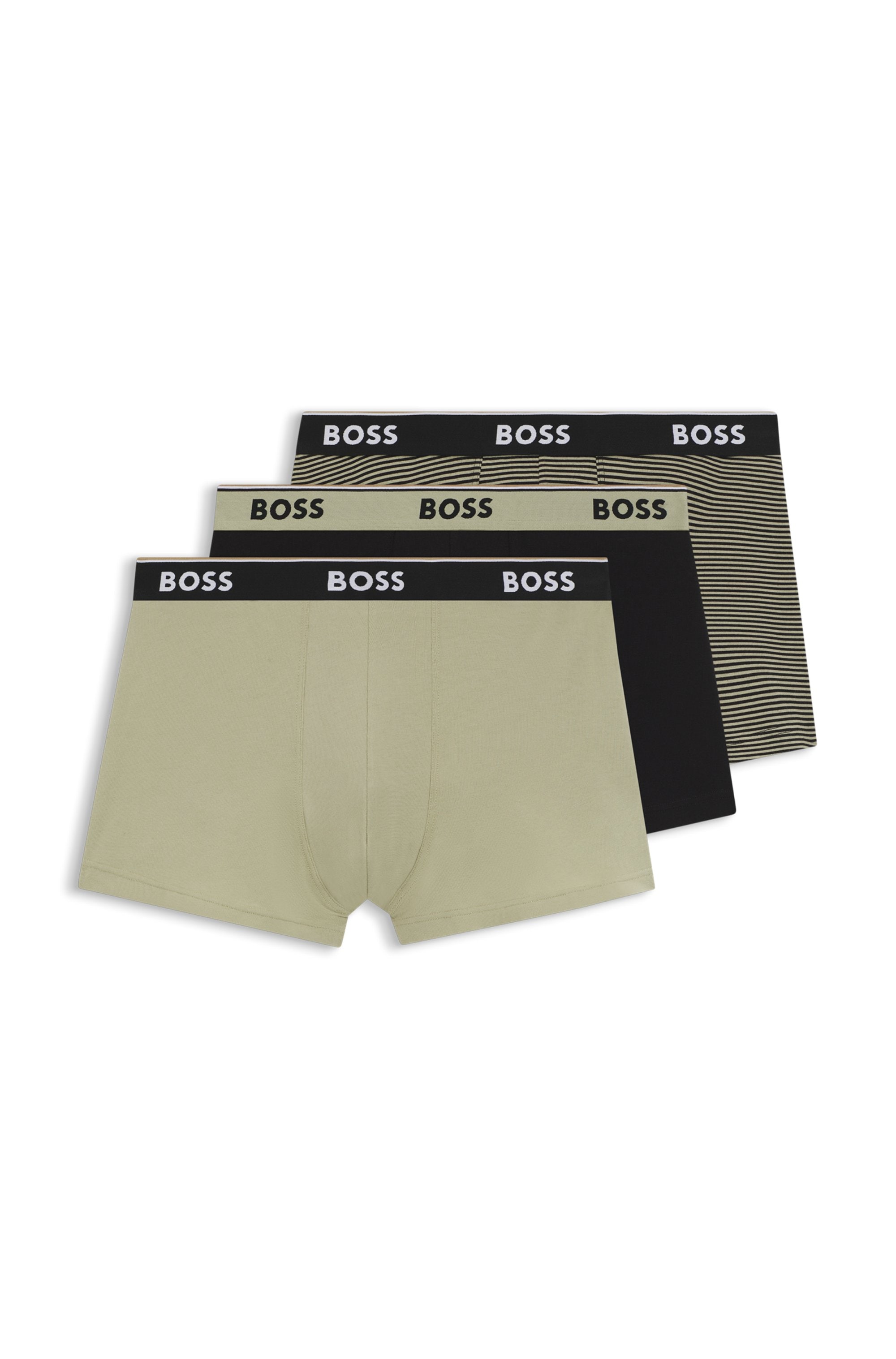 BOSS Tronc Paquet, 3 cuis en coton stretch, taille élastique, hauteur de taille moyenne