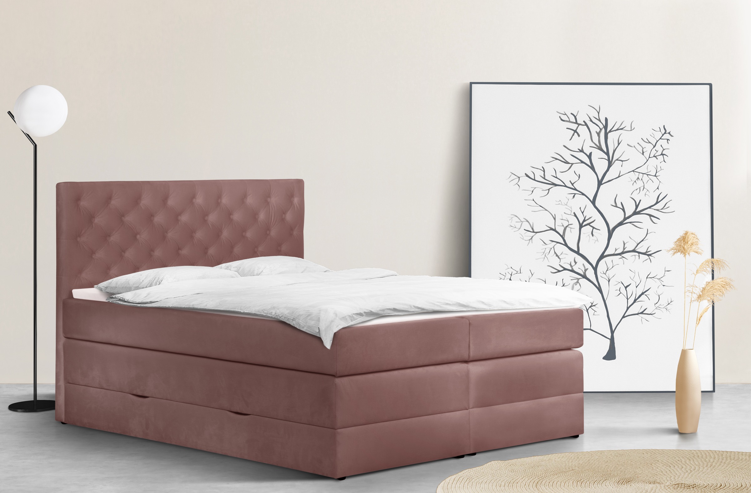 Leonique Boxspringbett »Jahvis«, incl. Topper und Bettkasten, in 4 Breiten, 3 Härtegraden