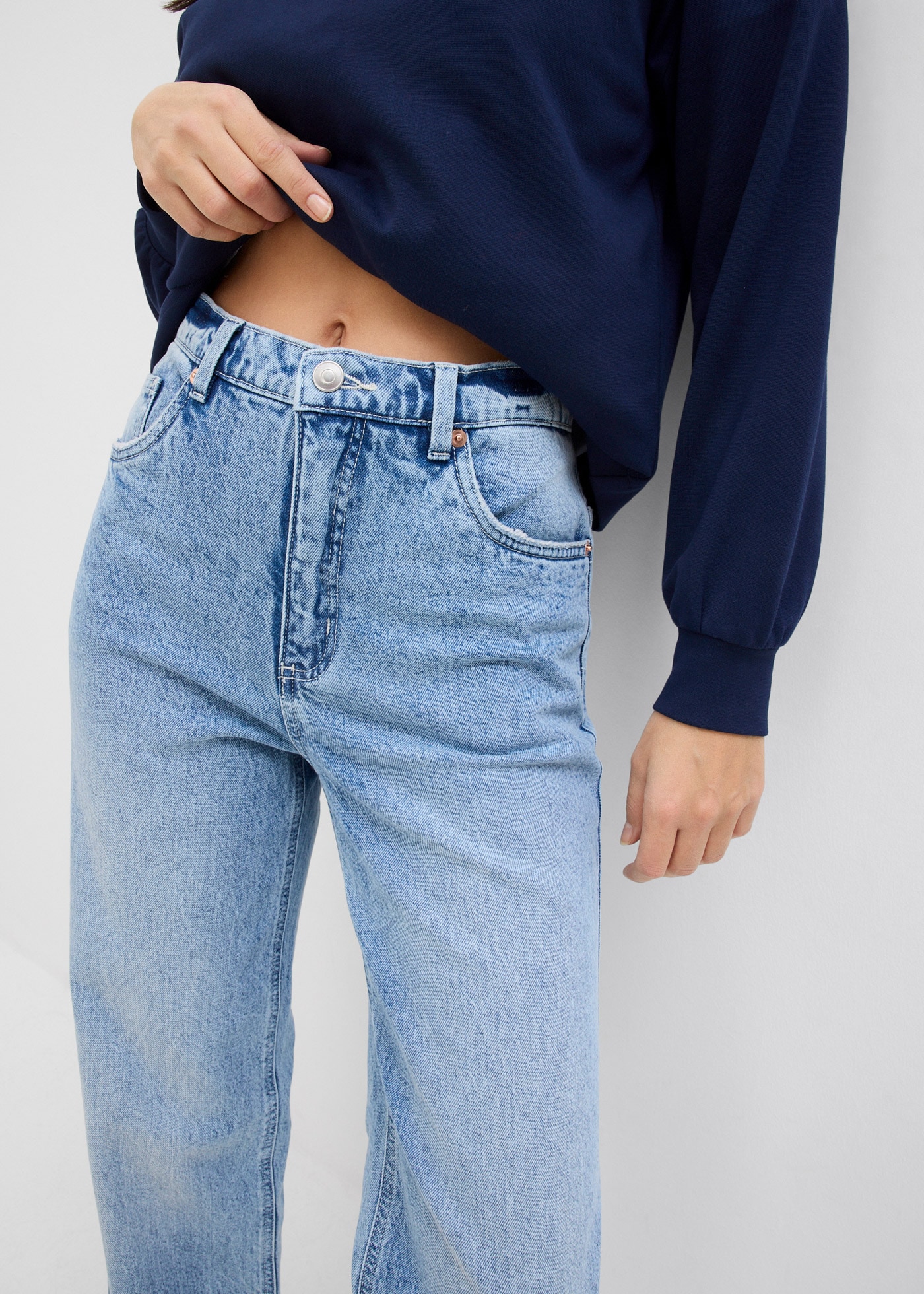 bonprix Jeans large 1 pièces Loose Fit, High Waist, mit Elasthan, aus leichter Baumwolle