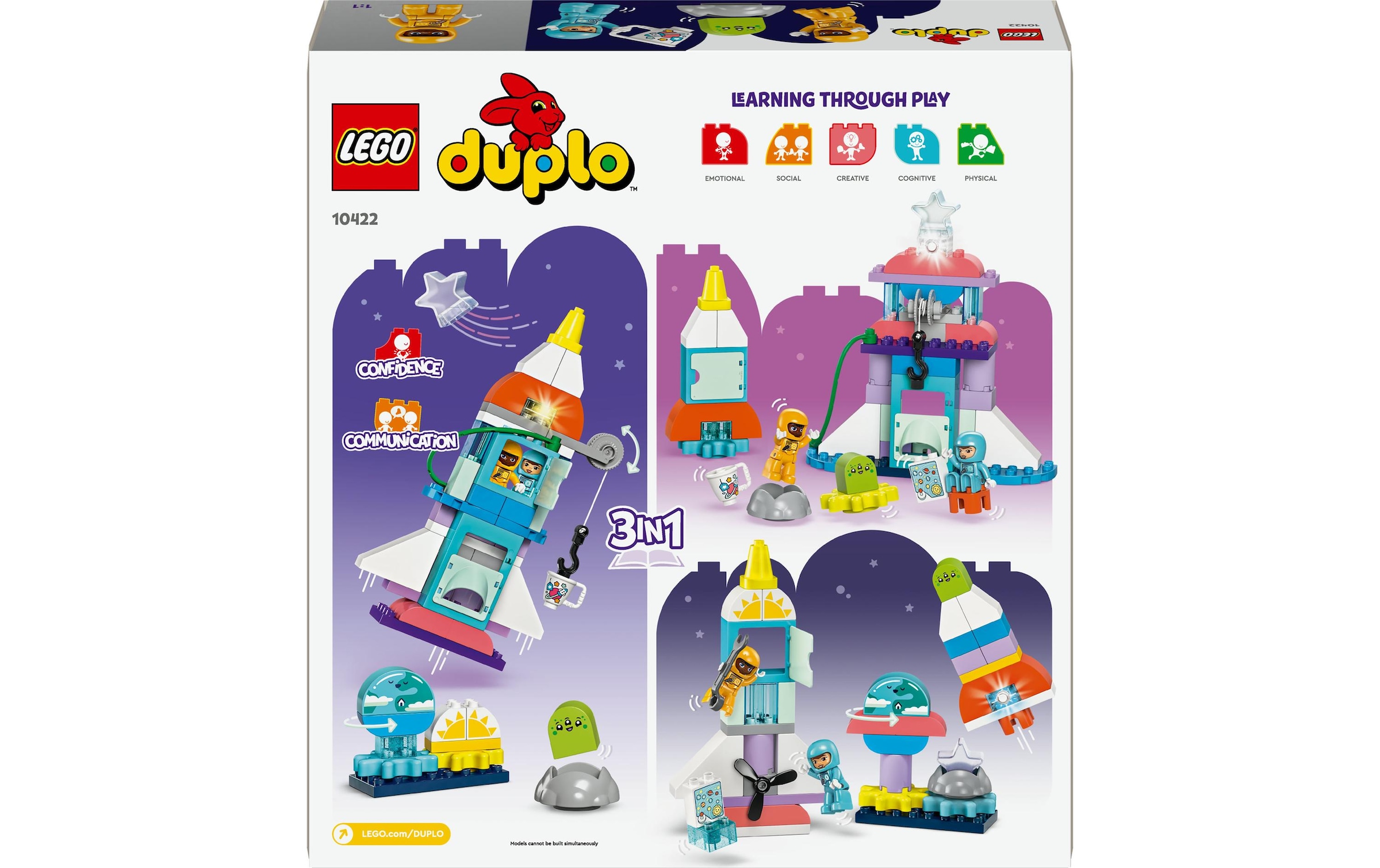 LEGO® Spielbausteine »3-in-1-Spaceshuttle für viele Abenteuer 10422«, (58 St.)