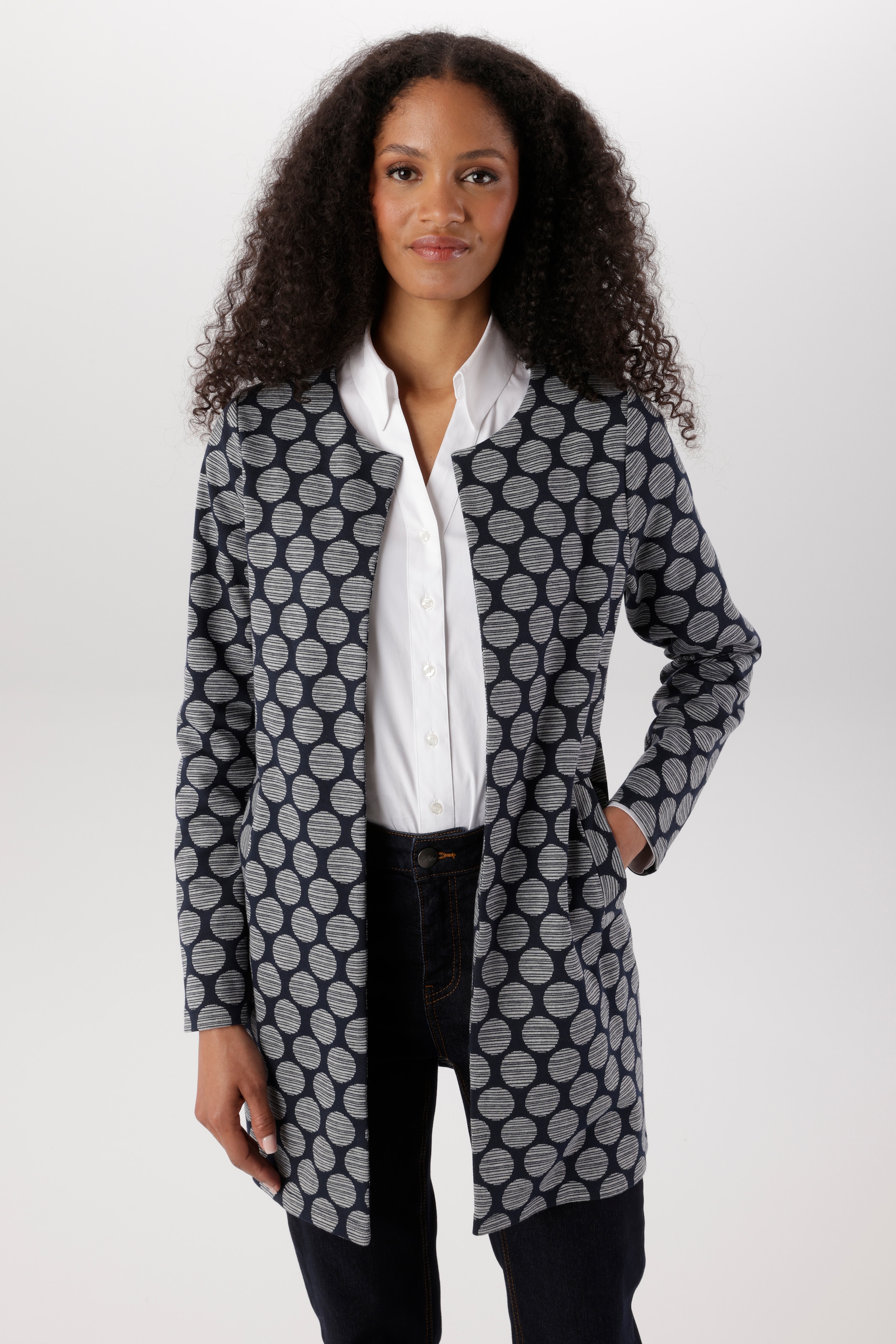 Image of Aniston SELECTED Longblazer in modischer Länge und mit gestreiften Punkten - NEUE KOLLEKTION