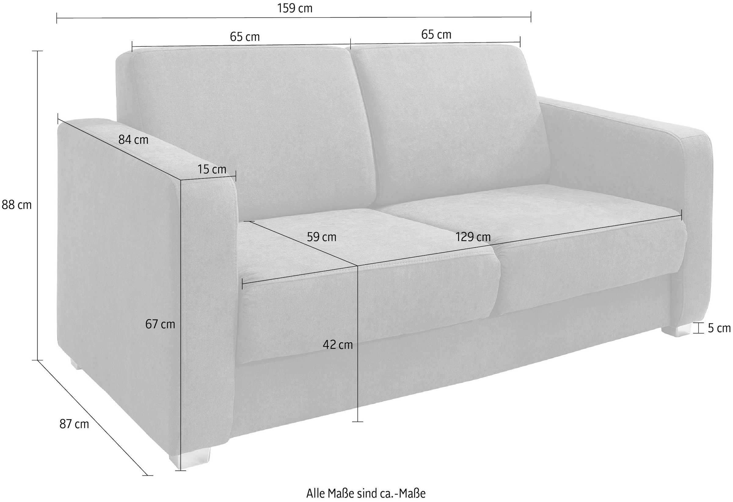 INOSIGN Schlafsofa »Mia Problemlöser Sofa, Einzelauszug, Bettsofa, zeitlos und bequem«, mit 2 Einzelauszügen als Längsschläfer