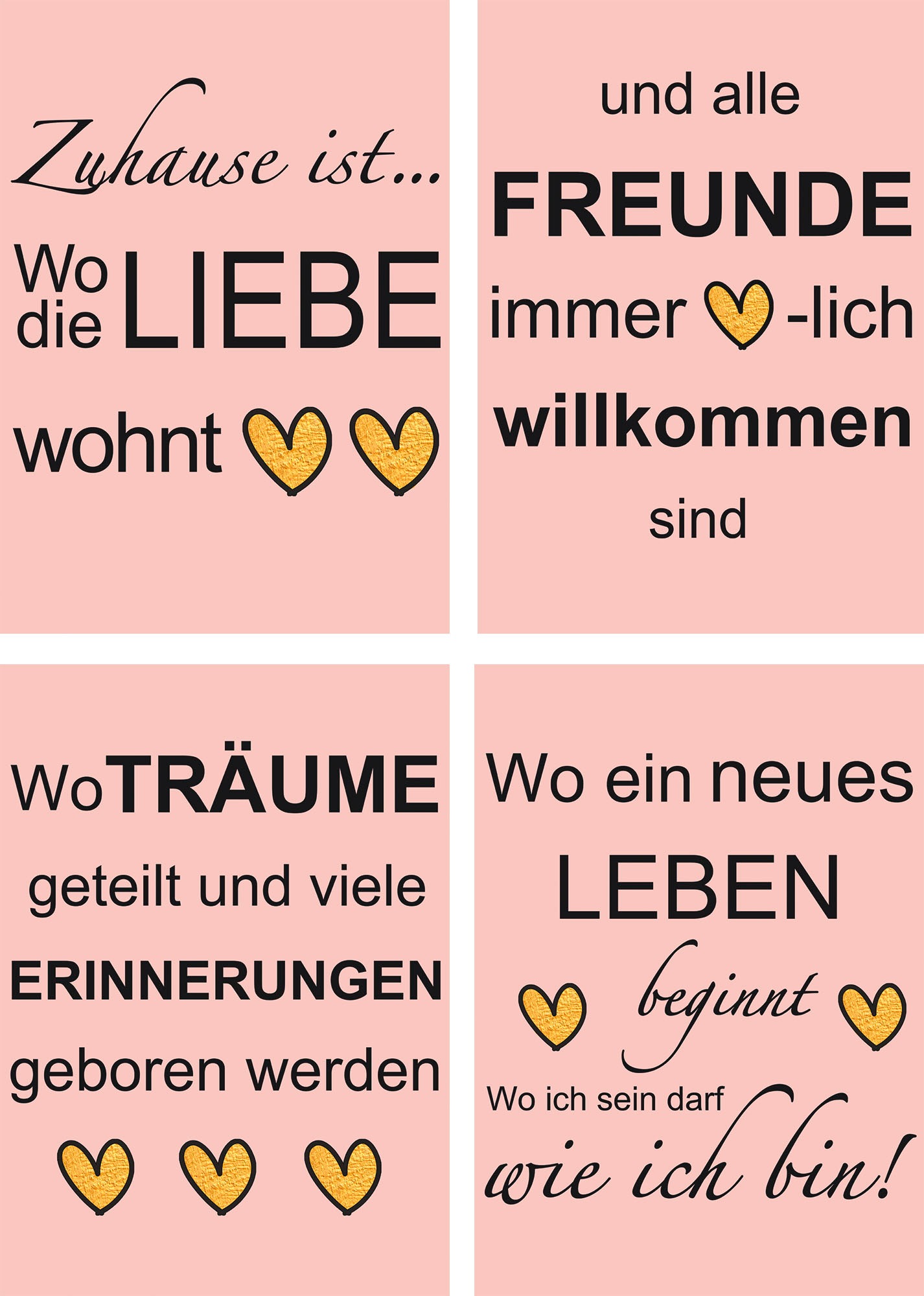 Image of Artland Poster »Wo die Liebe wohnt«, Sprüche & Texte, (4 St.), Poster, Wandbild, Bild, Wandposter bei Ackermann Versand Schweiz