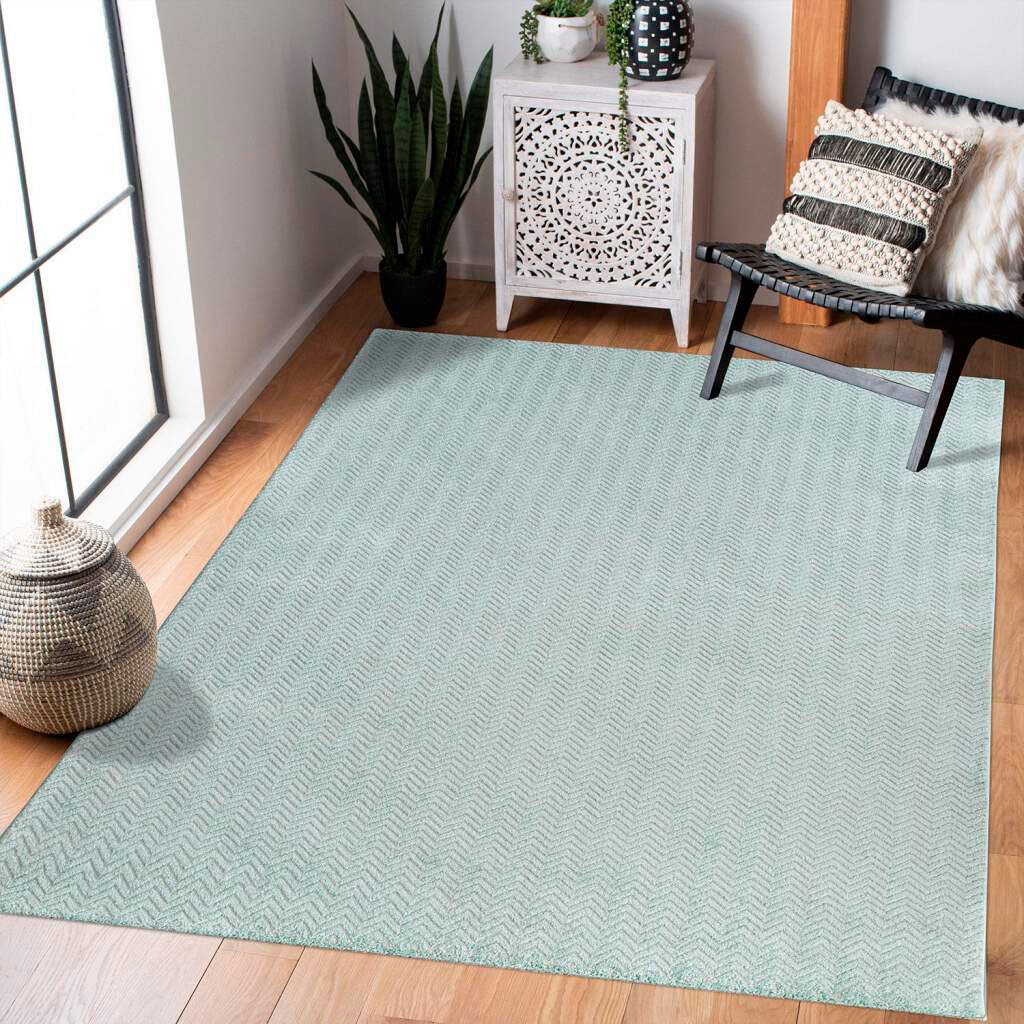 Image of Carpet City Teppich "Friseé-Teppich FANCY805" rechteckig 12 mm Höhe Läufer, Kurzflor, Einfarbig, 3D-Optik, Zickzack Look, Wohnzimmer