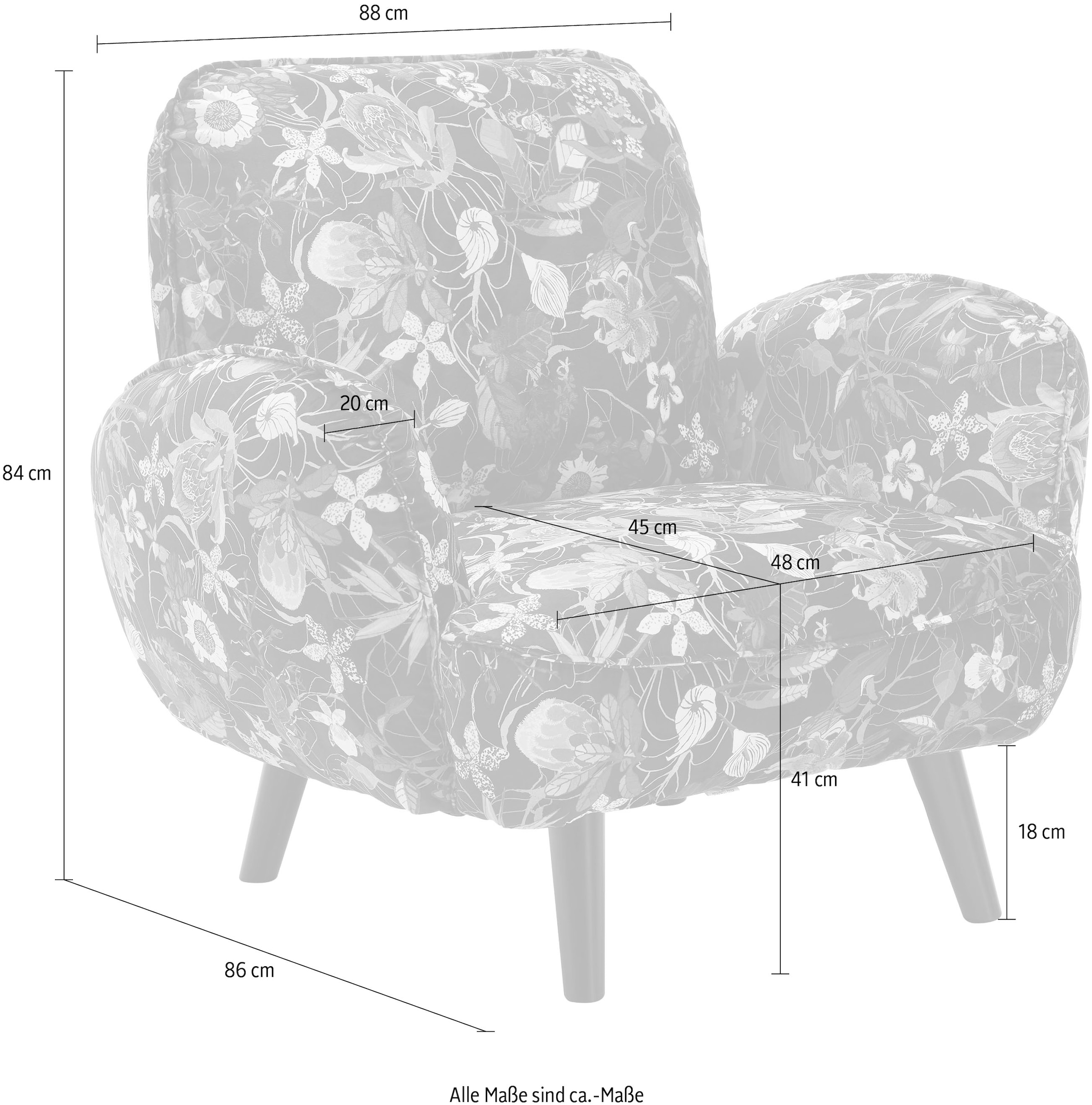 ATLANTIC home collection Sessel »Ben«, mit Wellenunterfederung, Massivholzfüsse, frei im Raum stellbar