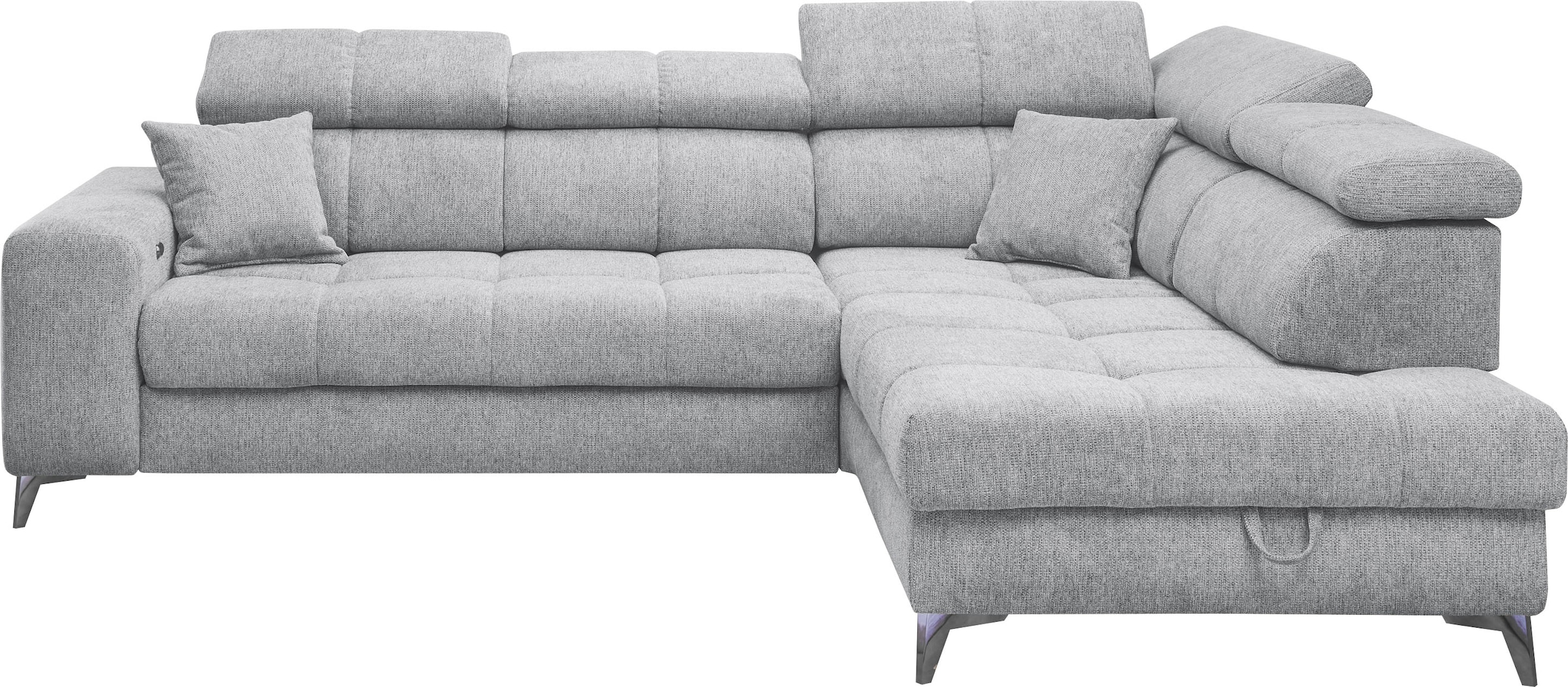 ED EXCITING DESIGN Ecksofa »Sydney L-Form«, mit Bettfunktion, Bettkasten, Kopfteilverstellung & 2 Zierkissen