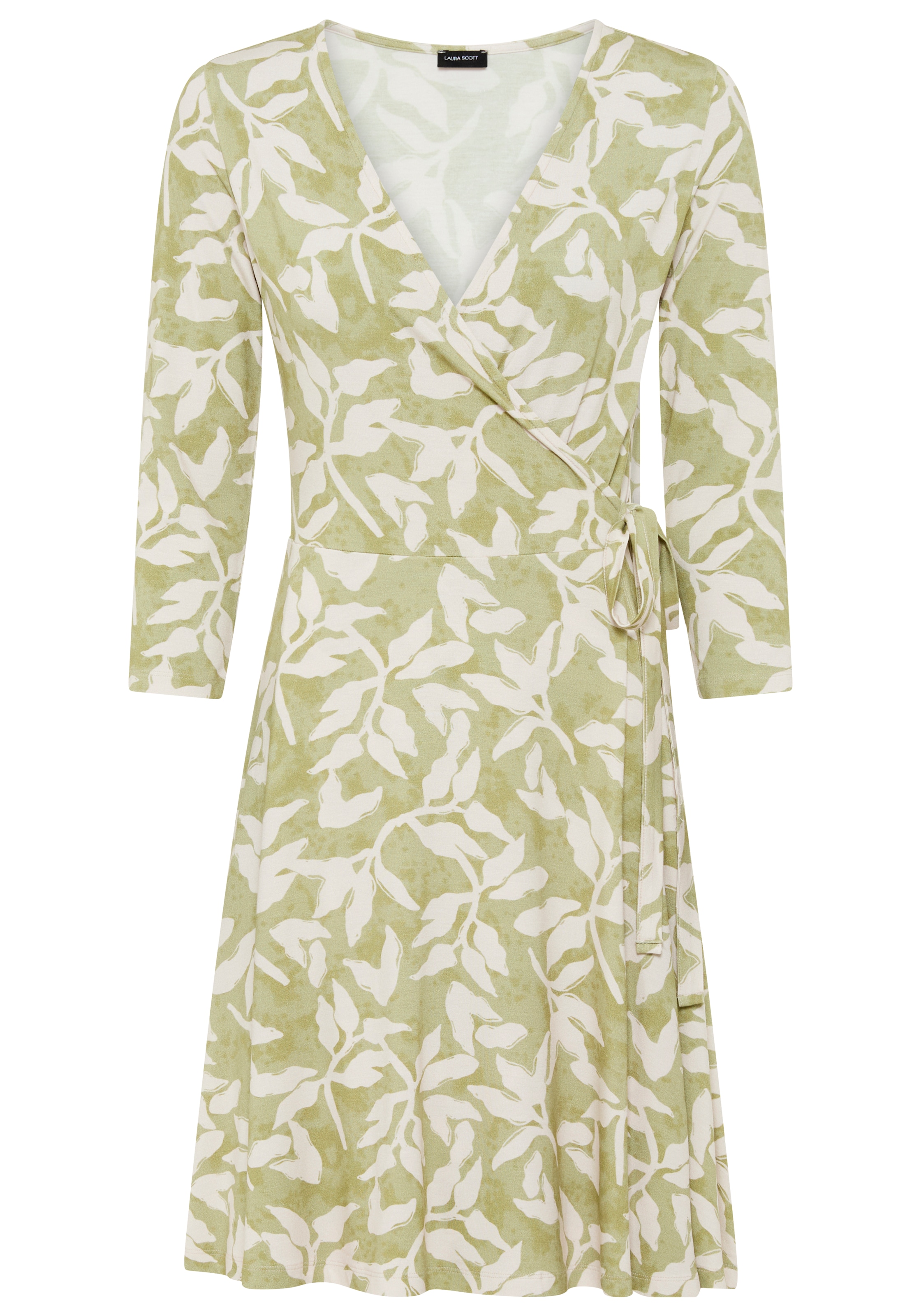 Laura Scott Sommerkleid femininer Stil, für warme Tage, mit V-Ausschnitt, mit 3/4-Ärmeln