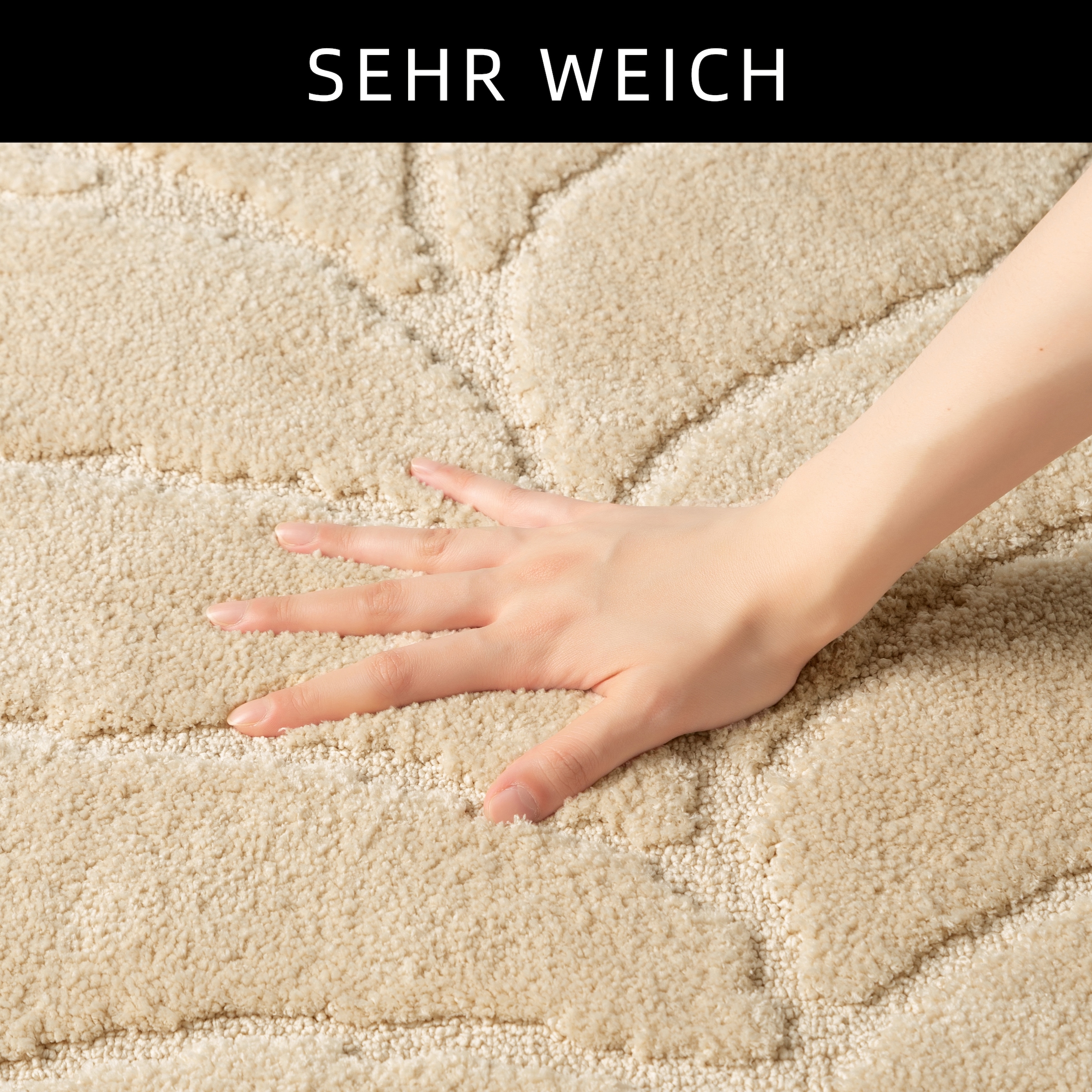 my home Badematte »Epense, Badvorleger, Badezimmer Teppich, Duschvorleger«, fussbodenheizungsgeeignet-schnell trocknend, Badteppich, Uni Farben, Blätter, Hoch-Tief Effekt