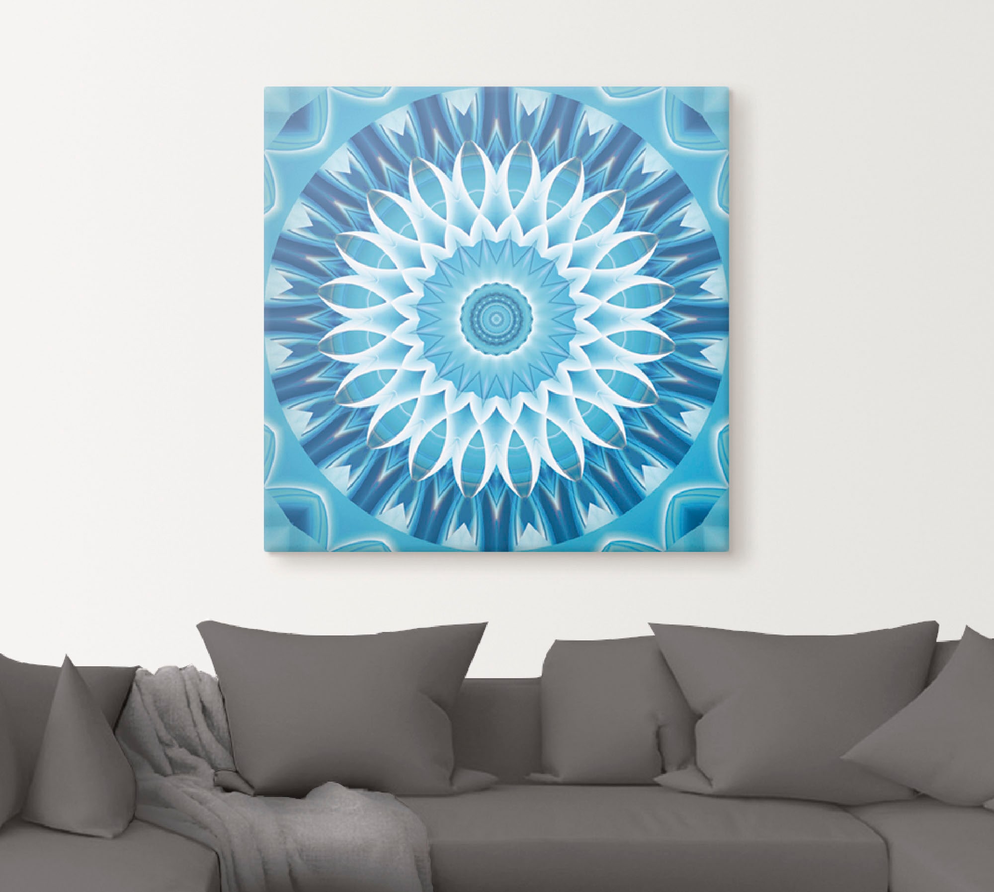 Artland Tableau sur toile »Mandala blau Blüte« 1 cuis tlg. auf Holzrahmen gespannt