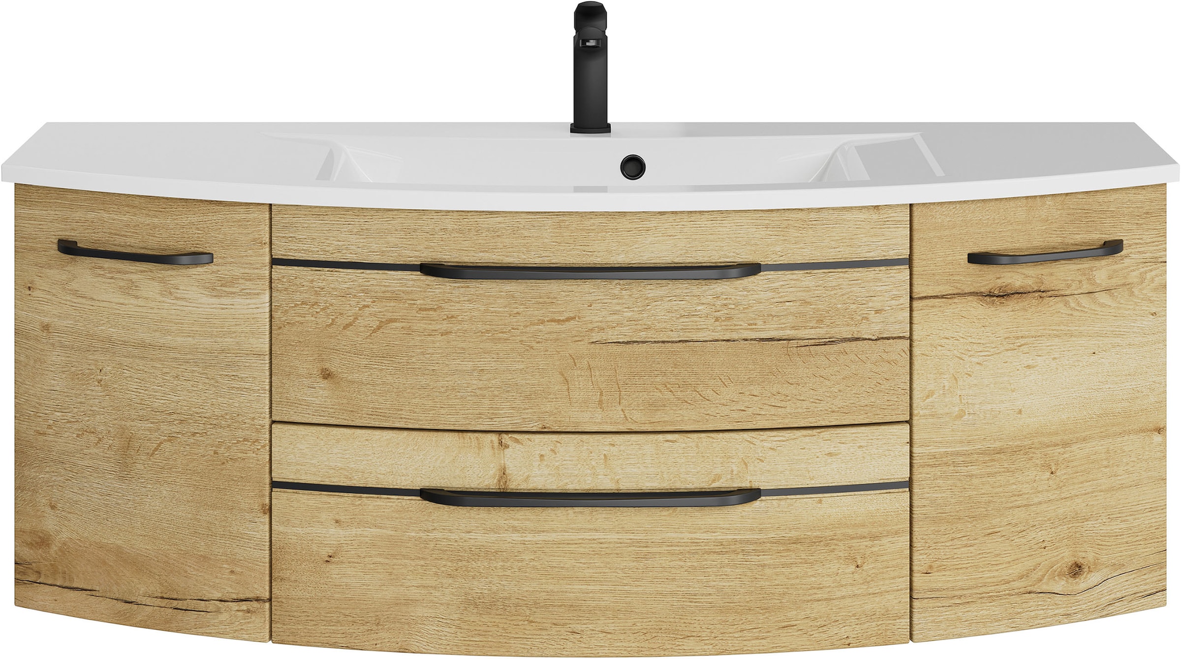 Image of Saphir Waschtisch "Serie 7045 Mineralmarmor-Waschtisch und Unterschrank, 131 cm breit" Waschplatz mit 2 Schubladen, 2 Türen, Badmöbel Set mit Waschtisch