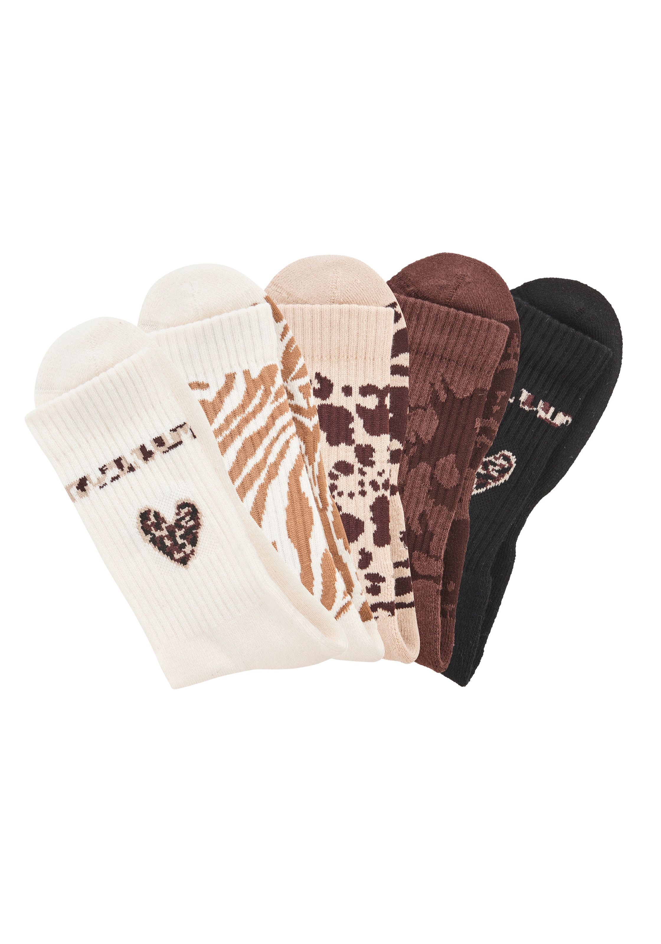Buffalo Tennissocken »Damen Fussfrottee Sportsocken; modisch« Packung, 5 Paar tlg. in unterschiedlichen Animal Muster Designs