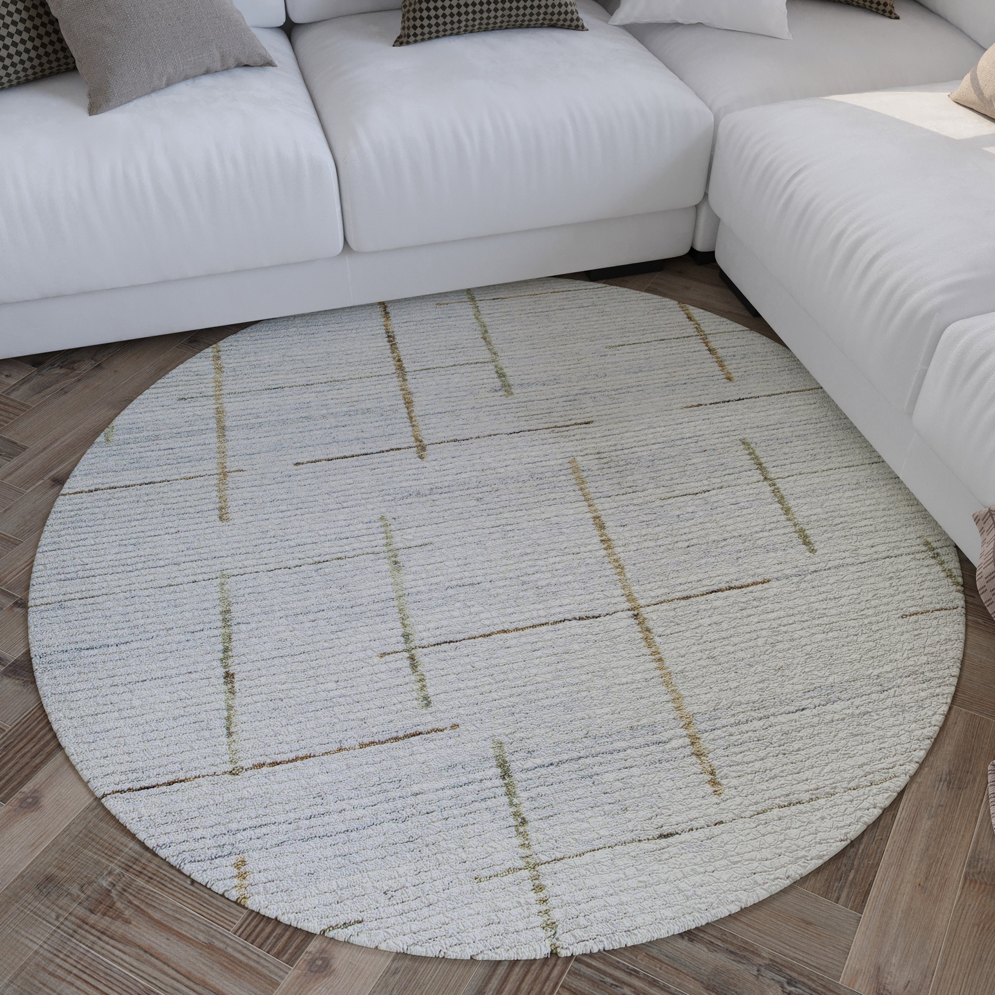 Image of Wecon home Teppich "Hamptons TWENTYTWO" rund 10 mm Höhe Fasermix, Kurzflor, Wohnzimmer, elegant, geometrisches Muster
