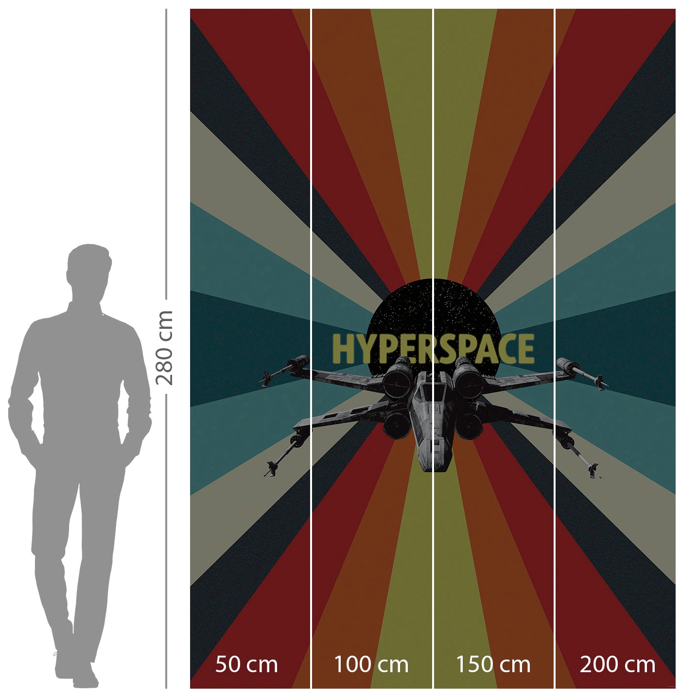 Komar Vliestapete »Digitaldruck Vlies - Star Wars Hyperspace - Grösse 200 x 280 cm«, bedruckt, Kinderzimmer