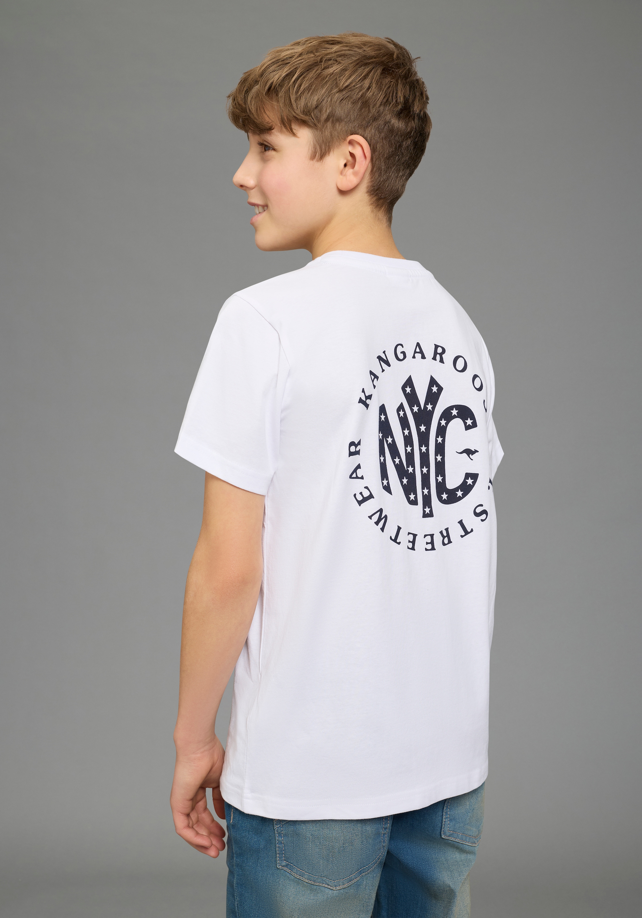 KangaROOS T-shirt »Kangaroos 2er Pack T-Shirts« Packung, 2, 2 pièces Basic Passform, mit Rundhalsausschnitt, bedruckt, aus Baumwolle