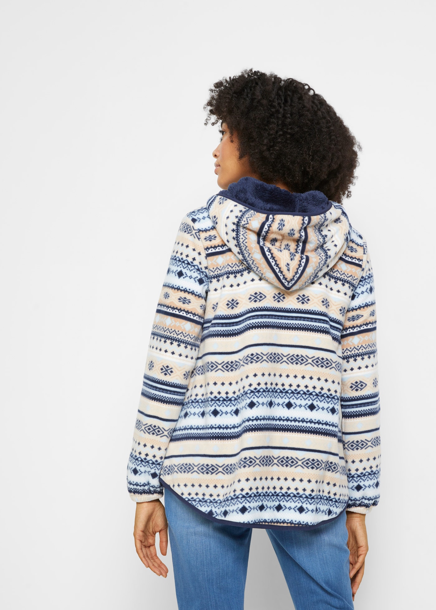 bonprix Fleecejacke »Kapuzen-Fleecejacke mit Norweger-Muster« mit Kapuze Kapuzen-Fleecejacke mit Norweger-Muster